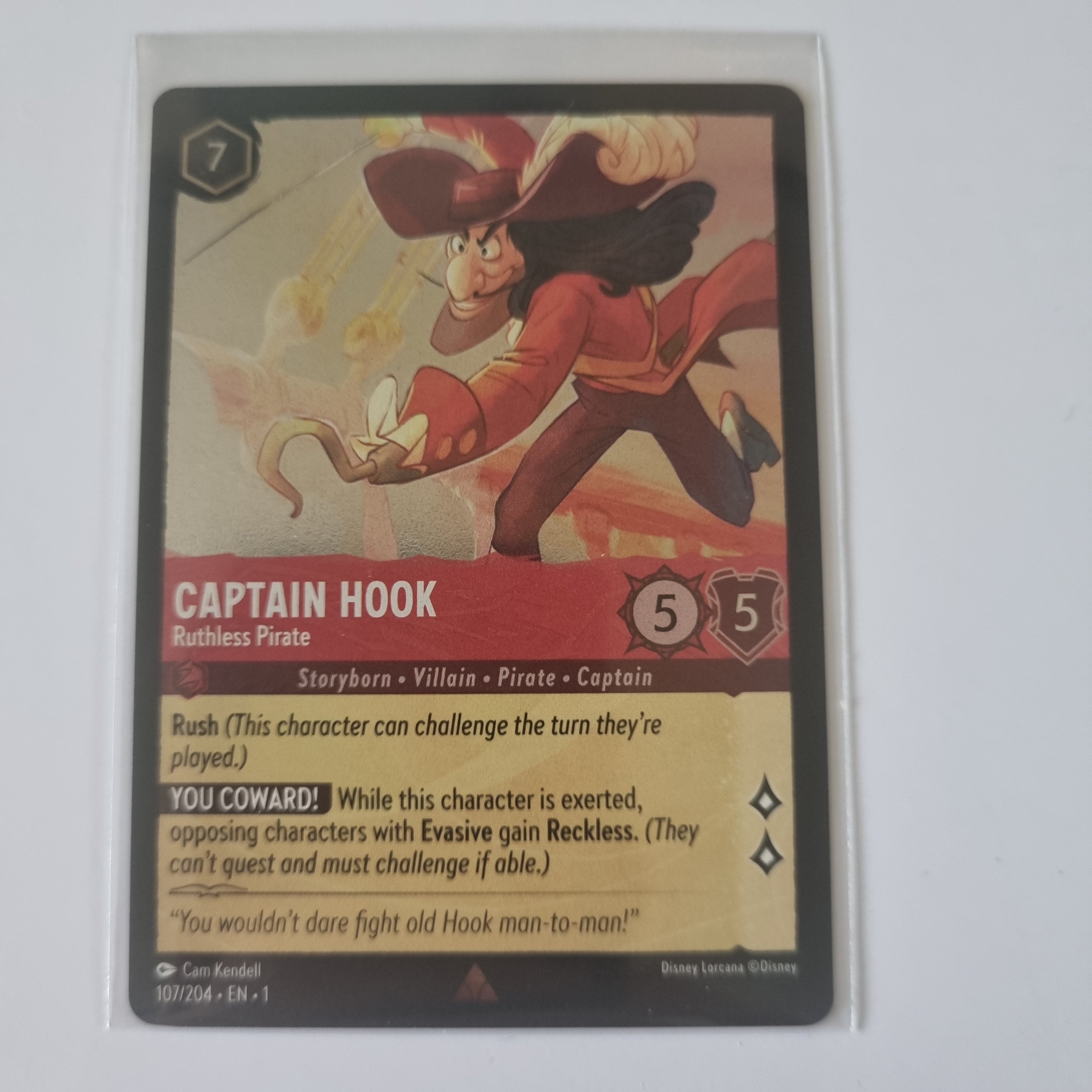 Lorcana - First Chapter - Coldfoil - Captain Hook - Ruthless Pirate - 107/204 - Rare