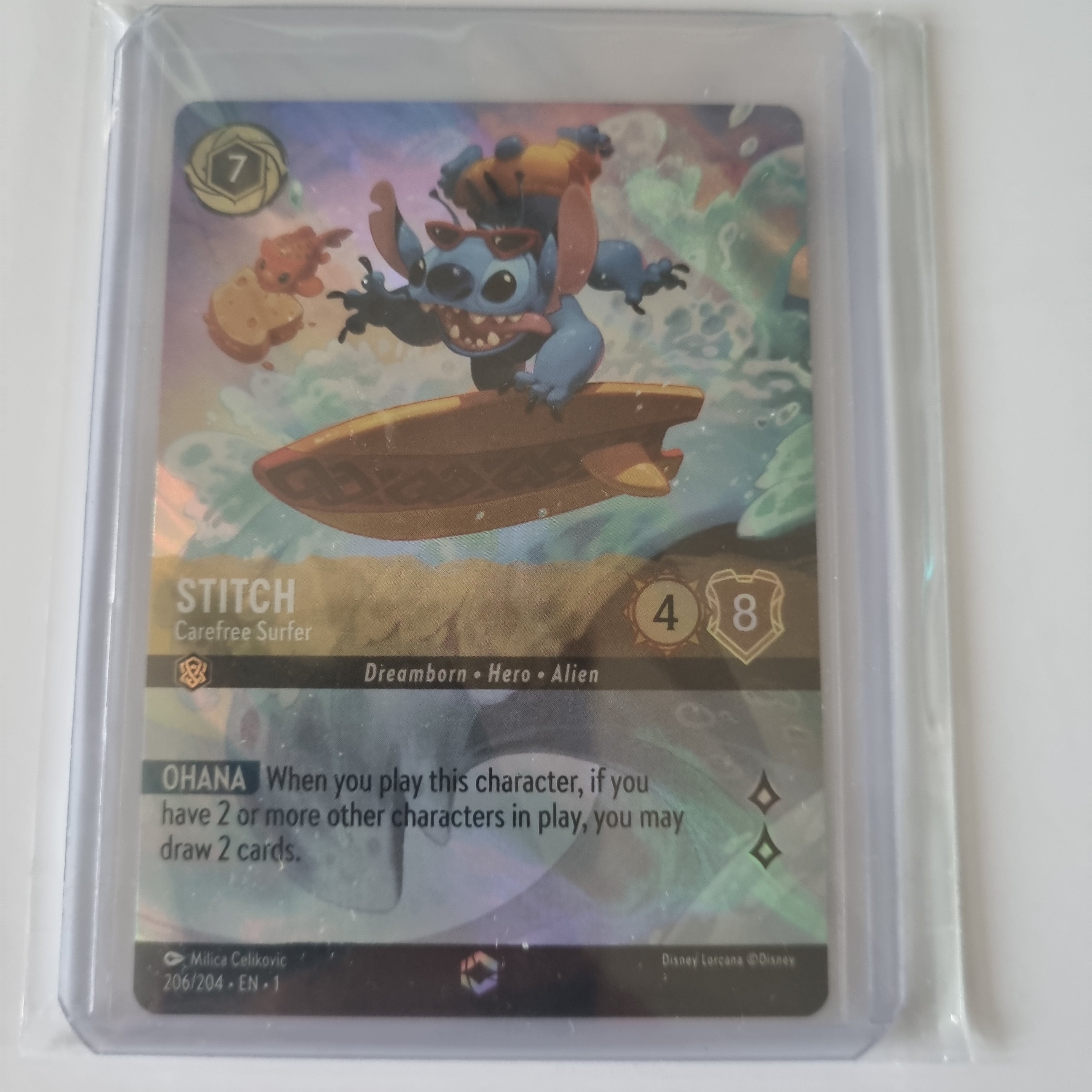 Lorcana - First Chapter - Stitch - Carefree Surfer - 206/204 - Enchanted