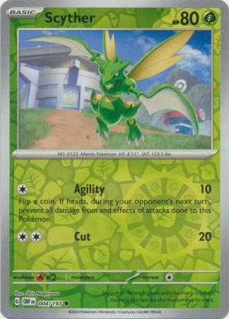 Pokemon TCG -Obsidian Flames -#4 -Scyther -Common -Reverse Holo