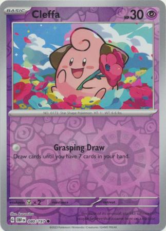 Pokemon TCG -Obsidian Flames -#80 -Cleffa -Common -Reverse Holo