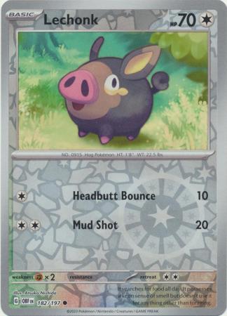 Pokemon TCG -Obsidian Flames -#182 -Lechonk -Common -Reverse Holo