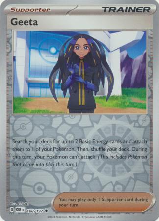 Pokemon TCG -Obsidian Flames -#188 -Geeta -Rare Holo -Reverse Holo