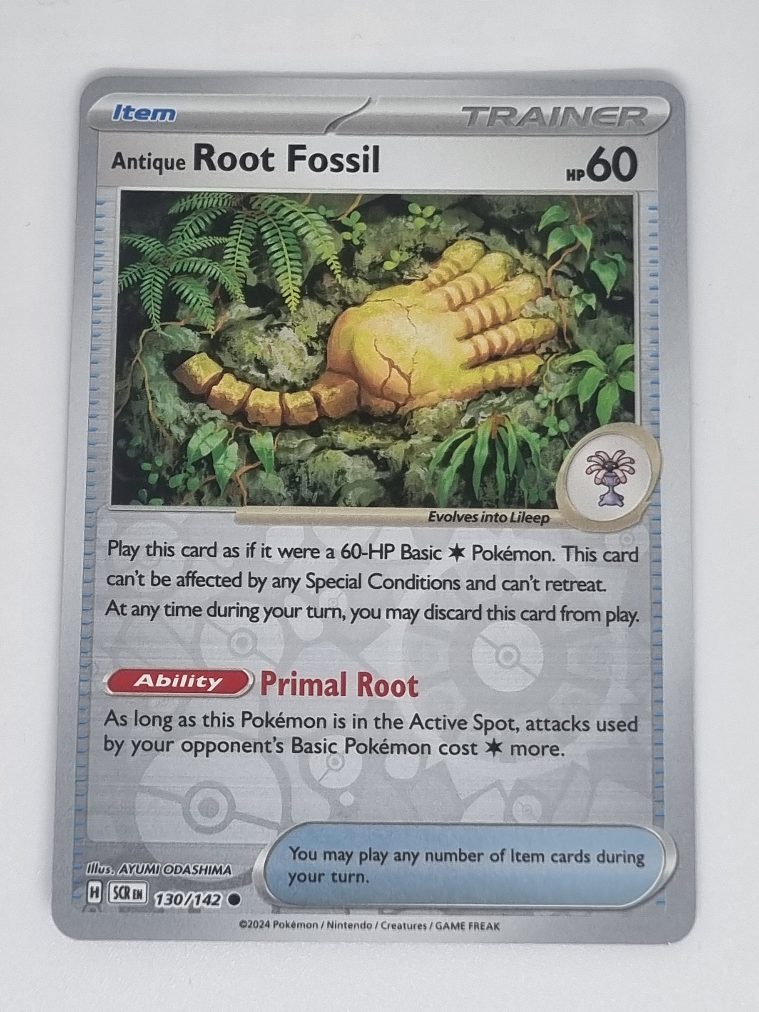Pokemon TCG - Stellar Crown - #130/142 - Antique Root Fossil Common Reverse Holo