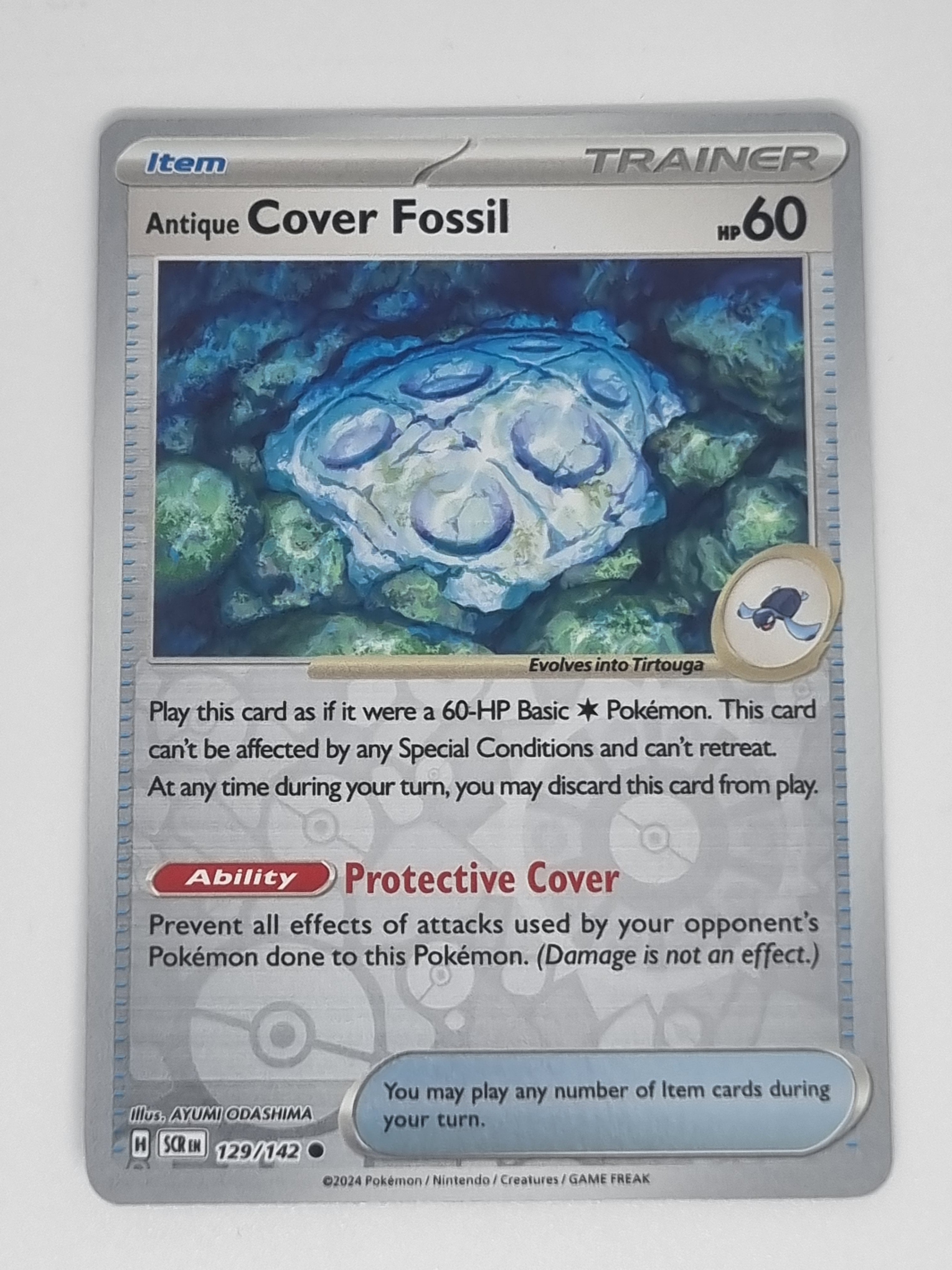 Pokemon TCG - Stellar Crown - #129/142 Antique Cover Fossil Common Reverse Holo