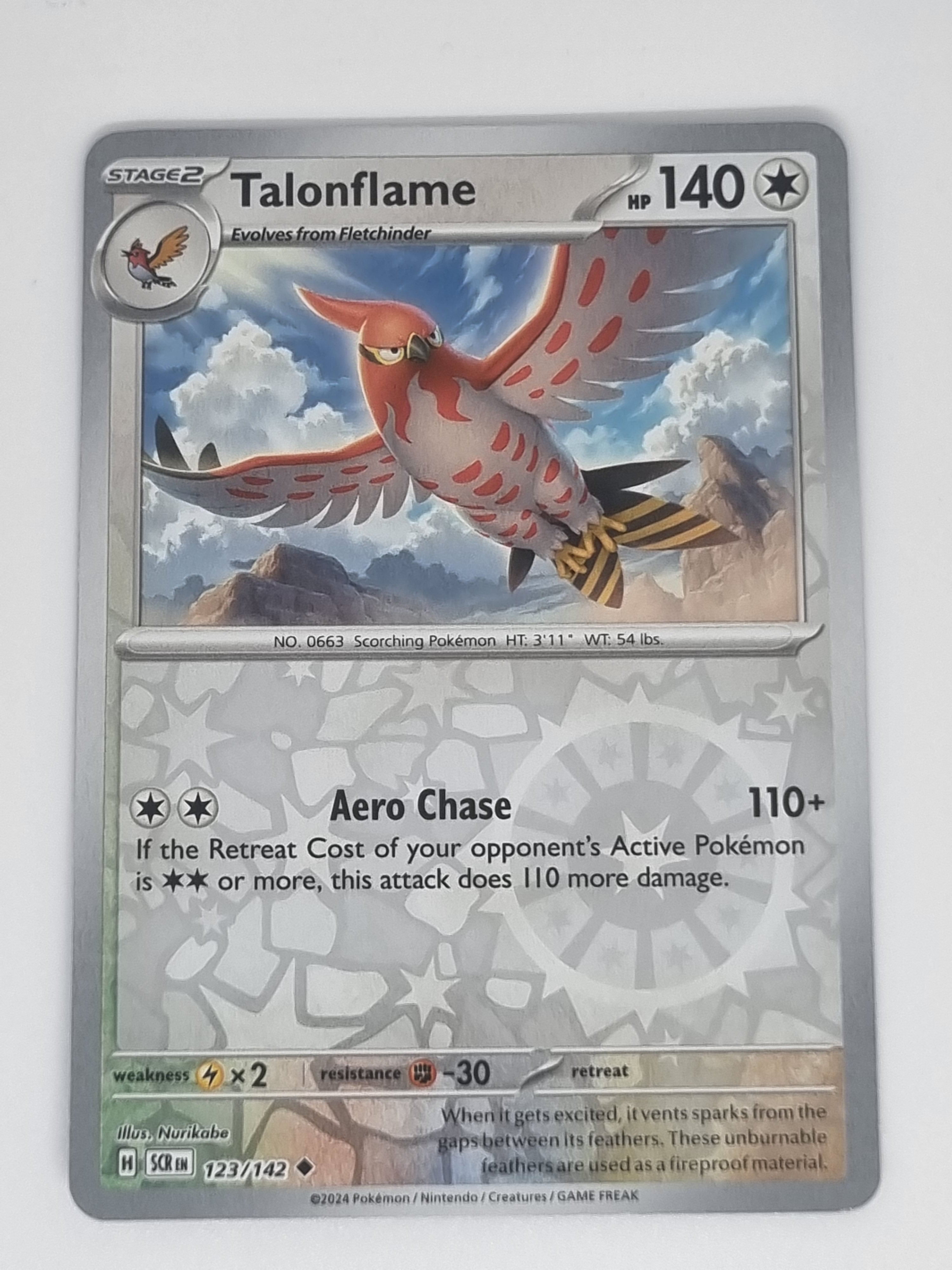 Pokemon TCG - Stellar Crown - #123/142 - Talonflame - Uncommon - Reverse Holo
