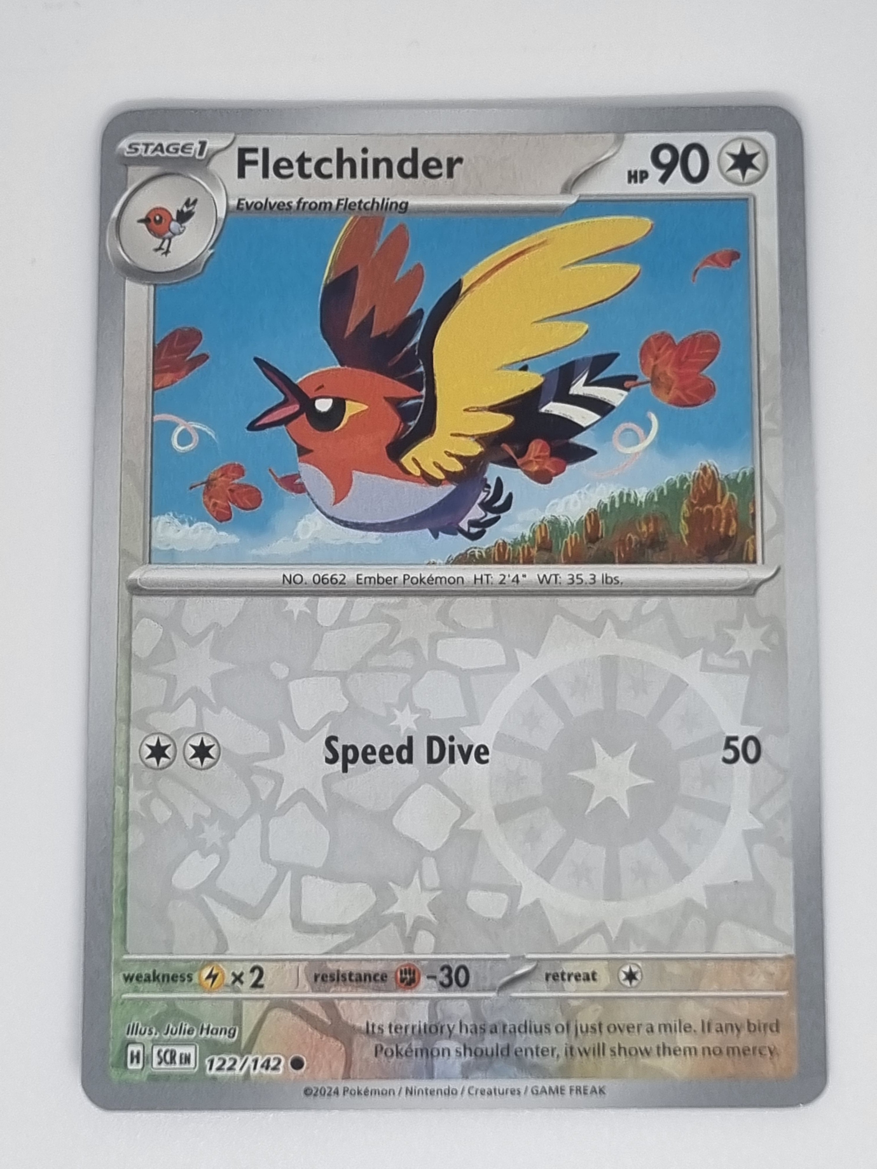 Pokemon TCG - Stellar Crown - #122/142 - Fletchinder - Common - Reverse Holo