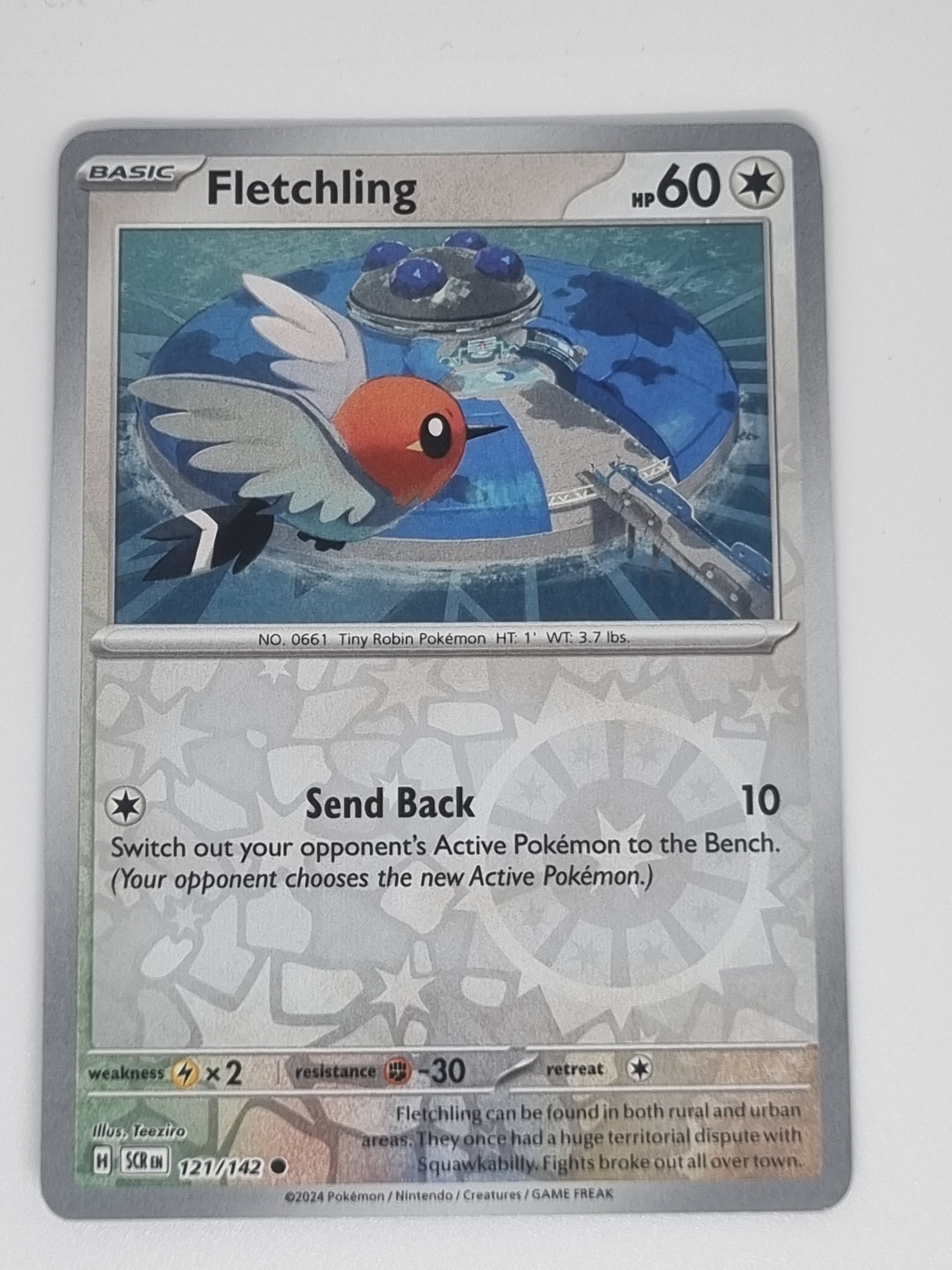 Pokemon TCG - Stellar Crown - #121/142 - Fletchling - Common - Reverse Holo