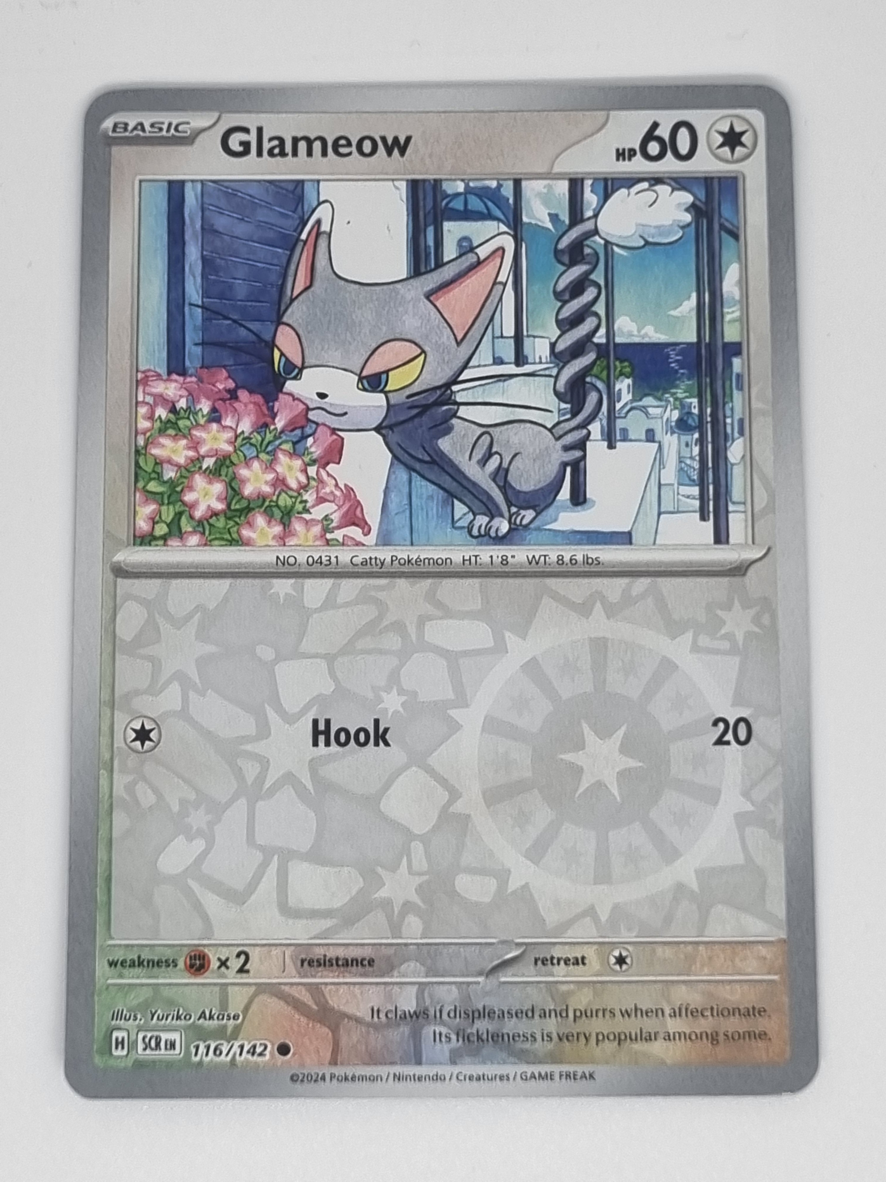 Pokemon TCG - Stellar Crown - #116/142 - Glameow - Common - Reverse Holo