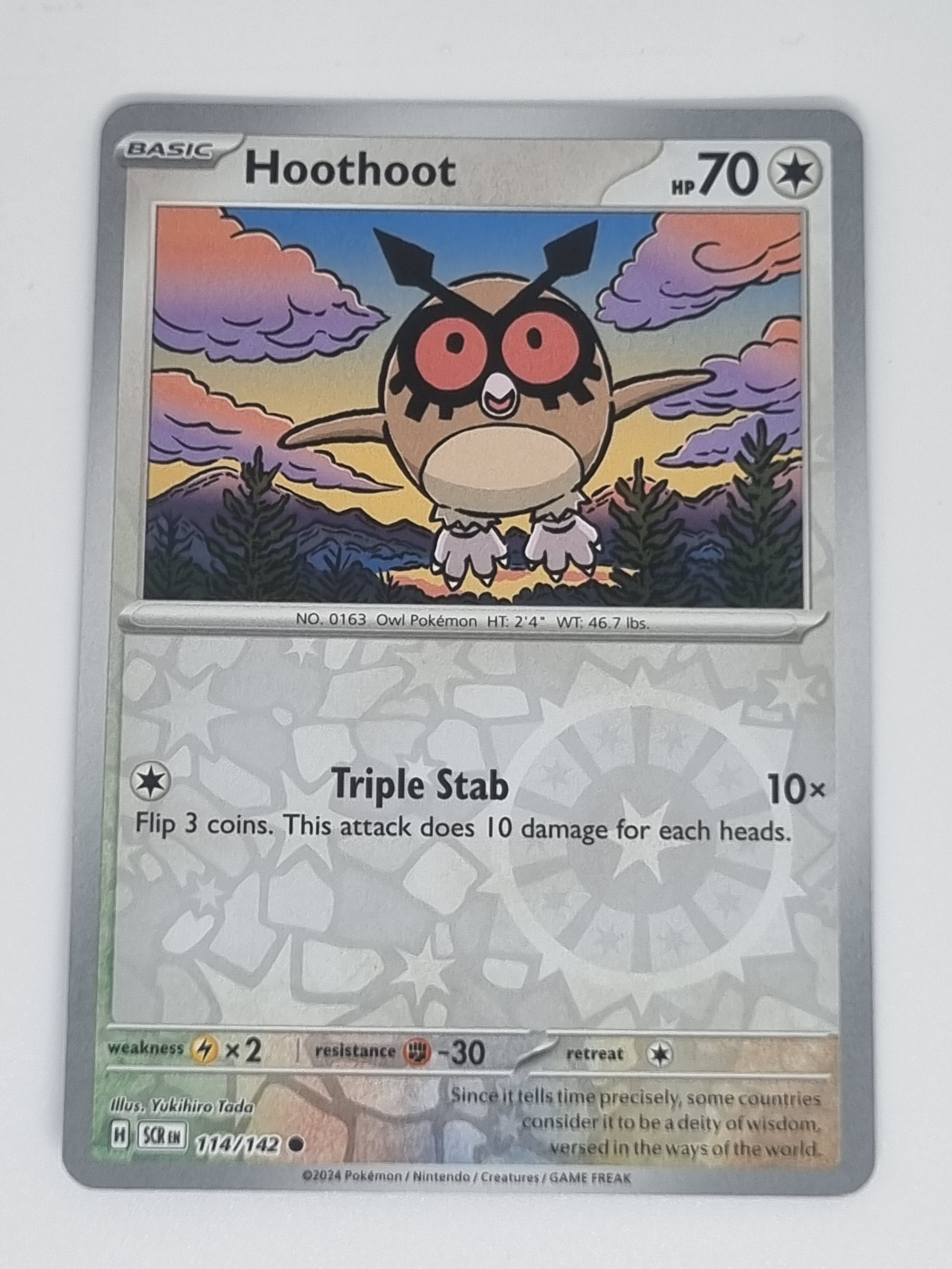 Pokemon TCG - Stellar Crown - #114/142 - HootHoot - Common - Reverse Holo