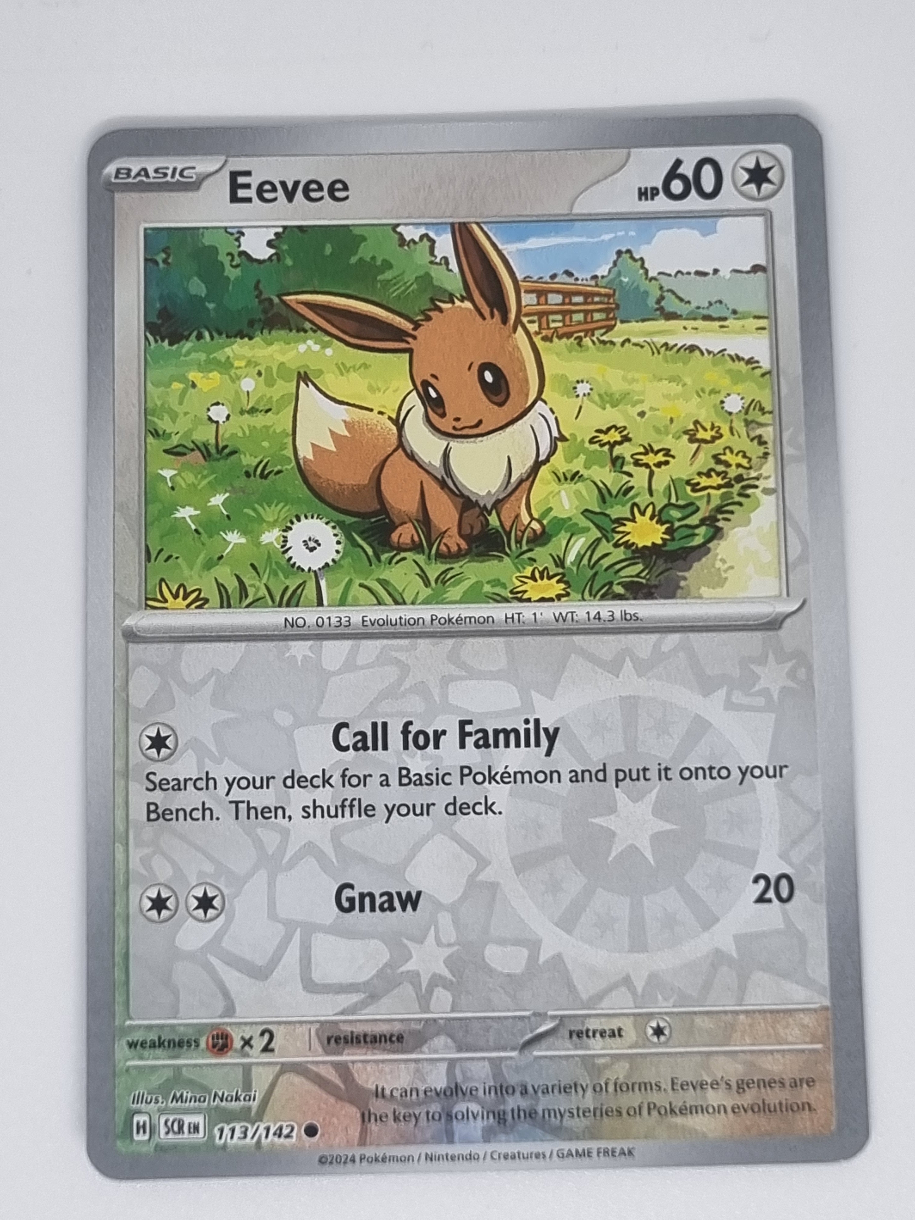 Pokemon TCG - Stellar Crown - #113/142 - Eevee - Common - Reverse Holo