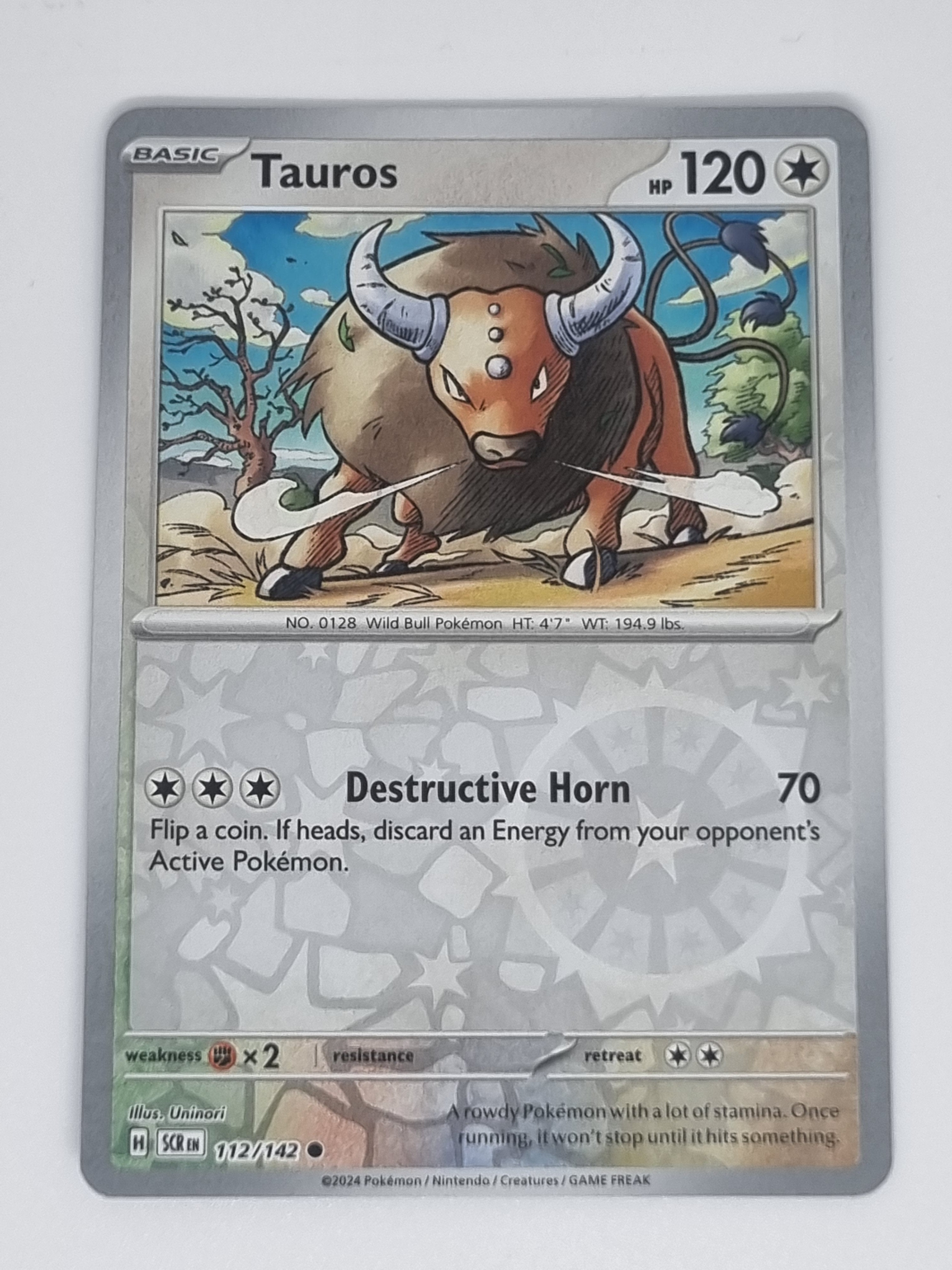 Pokemon TCG - Stellar Crown - #112/142 - Tauros - Common - Reverse Holo