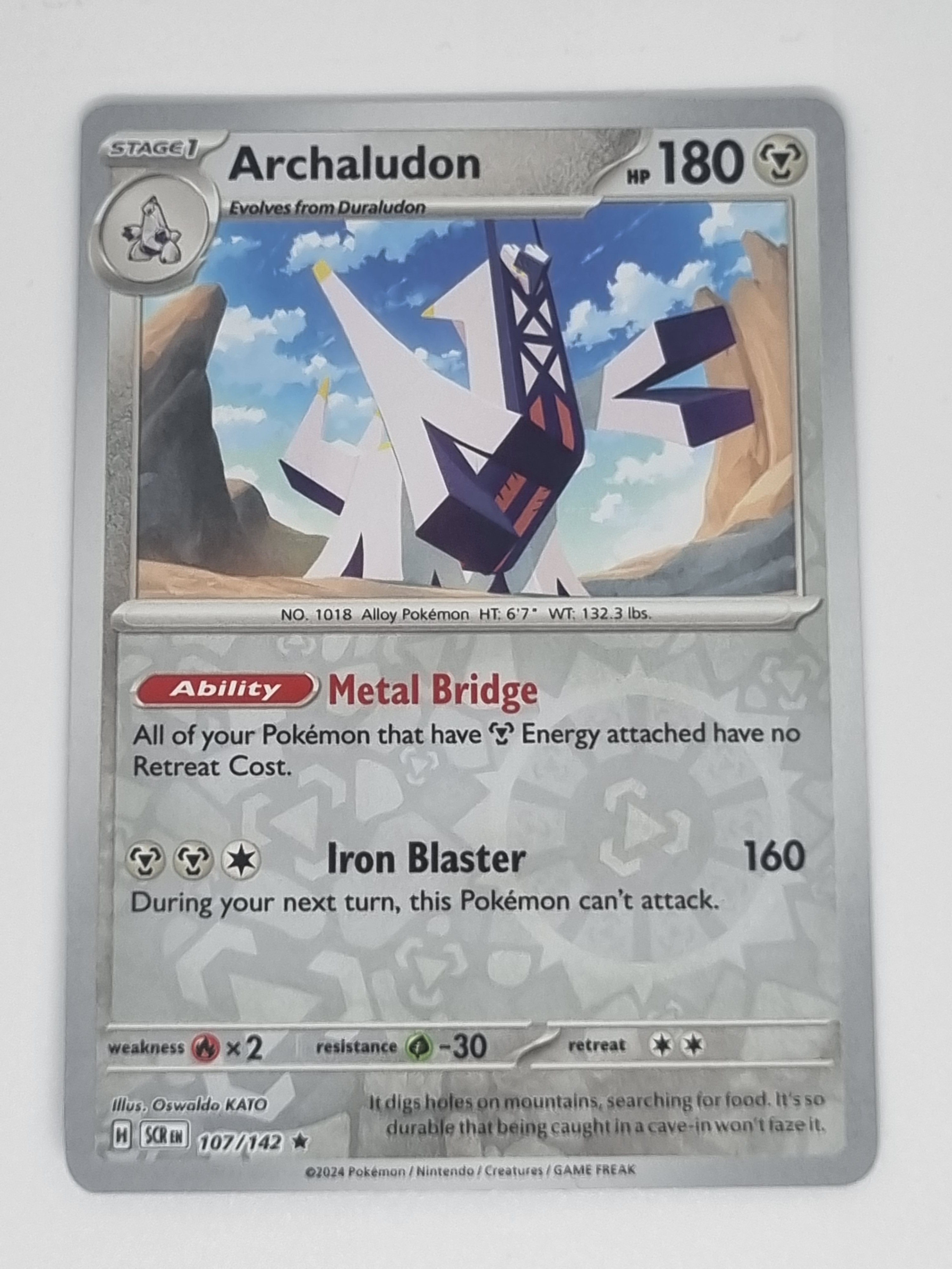Pokemon TCG - Stellar Crown - #107/142 - Archaludon - Rare - Reverse Holo