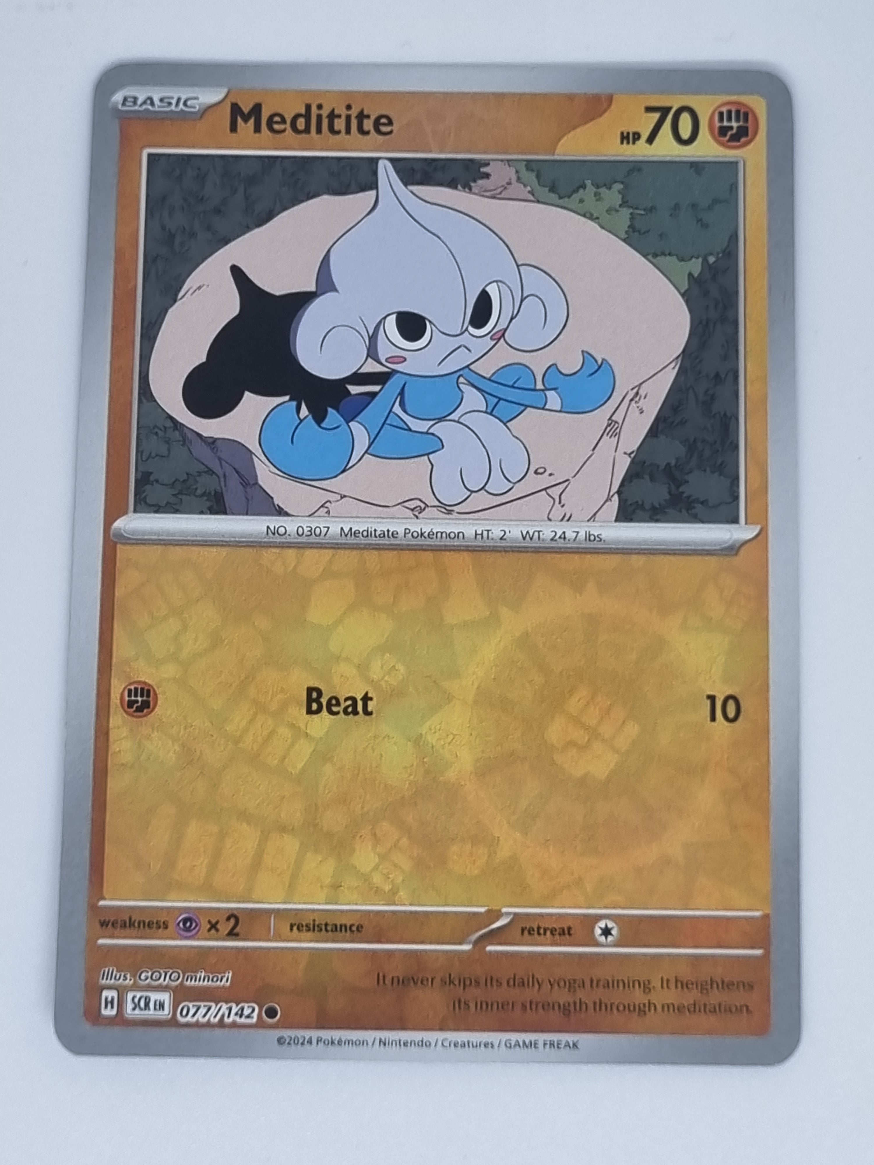 Pokemon TCG - Stellar Crown - #077/142 - Meditite - Common - Reverse Holo