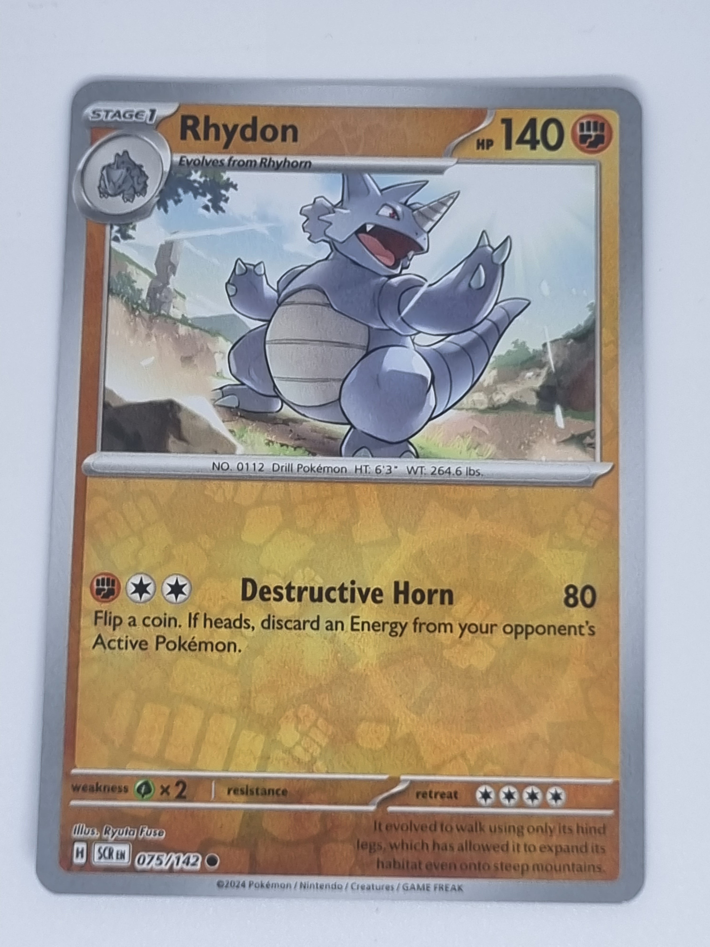 Pokemon TCG - Stellar Crown - #075/142 - Rhydon - Common - Reverse Holo