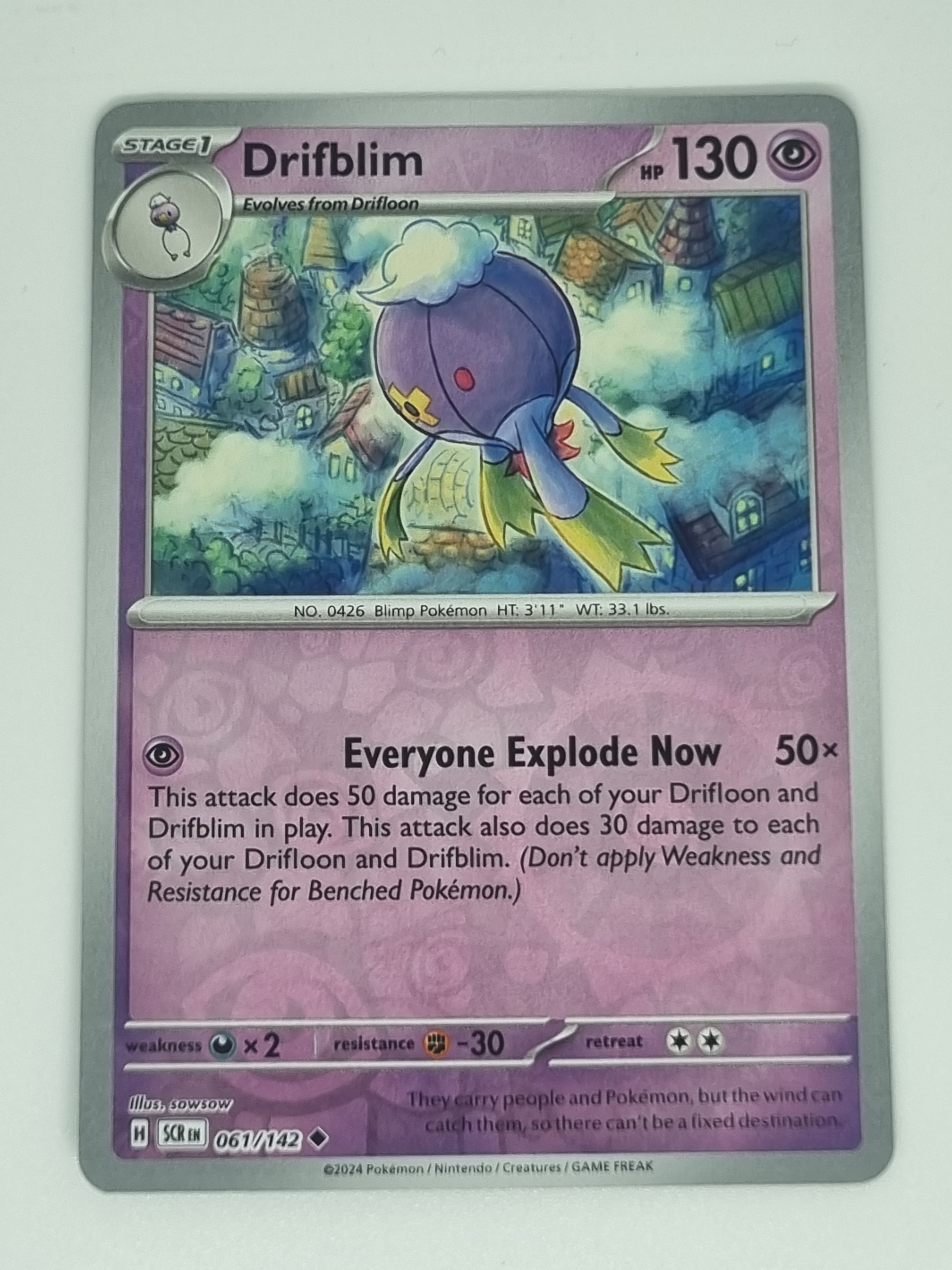 Pokemon TCG - Stellar Crown - #061/142 - Drifblim - Uncommon - Reverse Holo