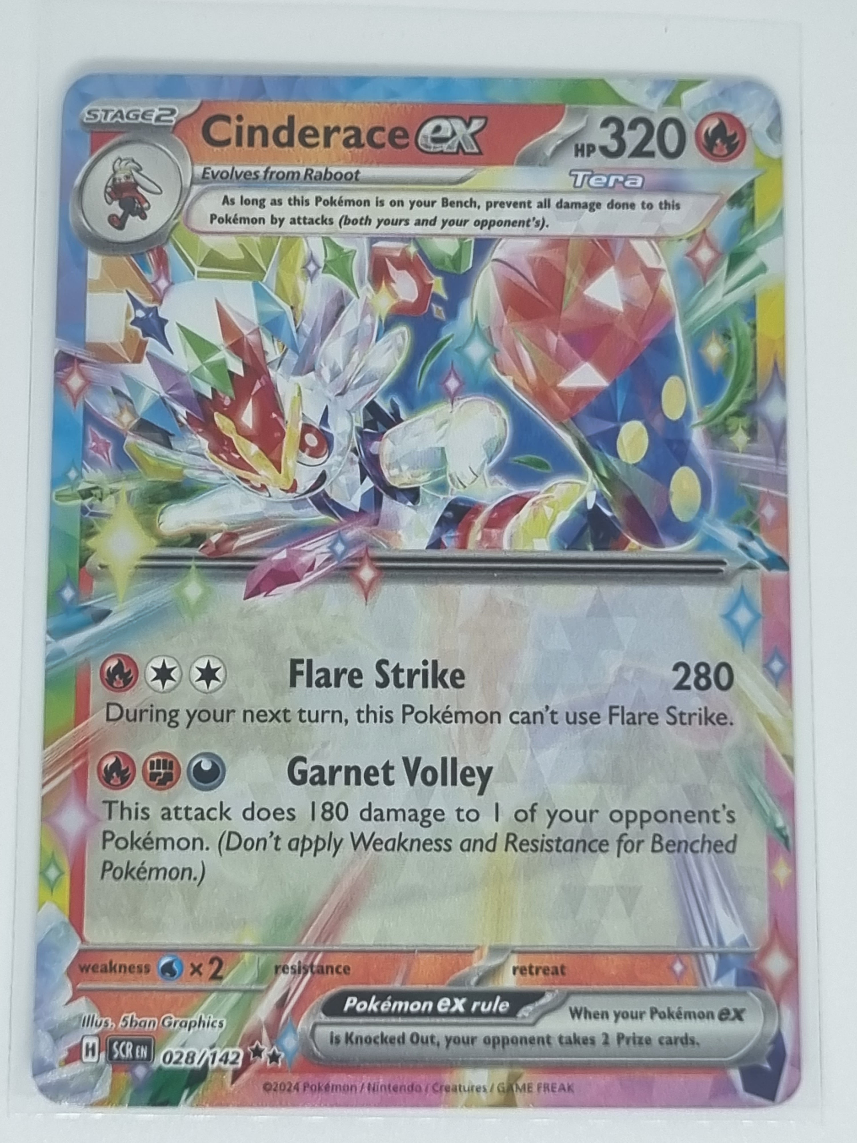 Pokemon TCG - Stellar Crown - #028/142 - Cinderace ex - Double Rare
