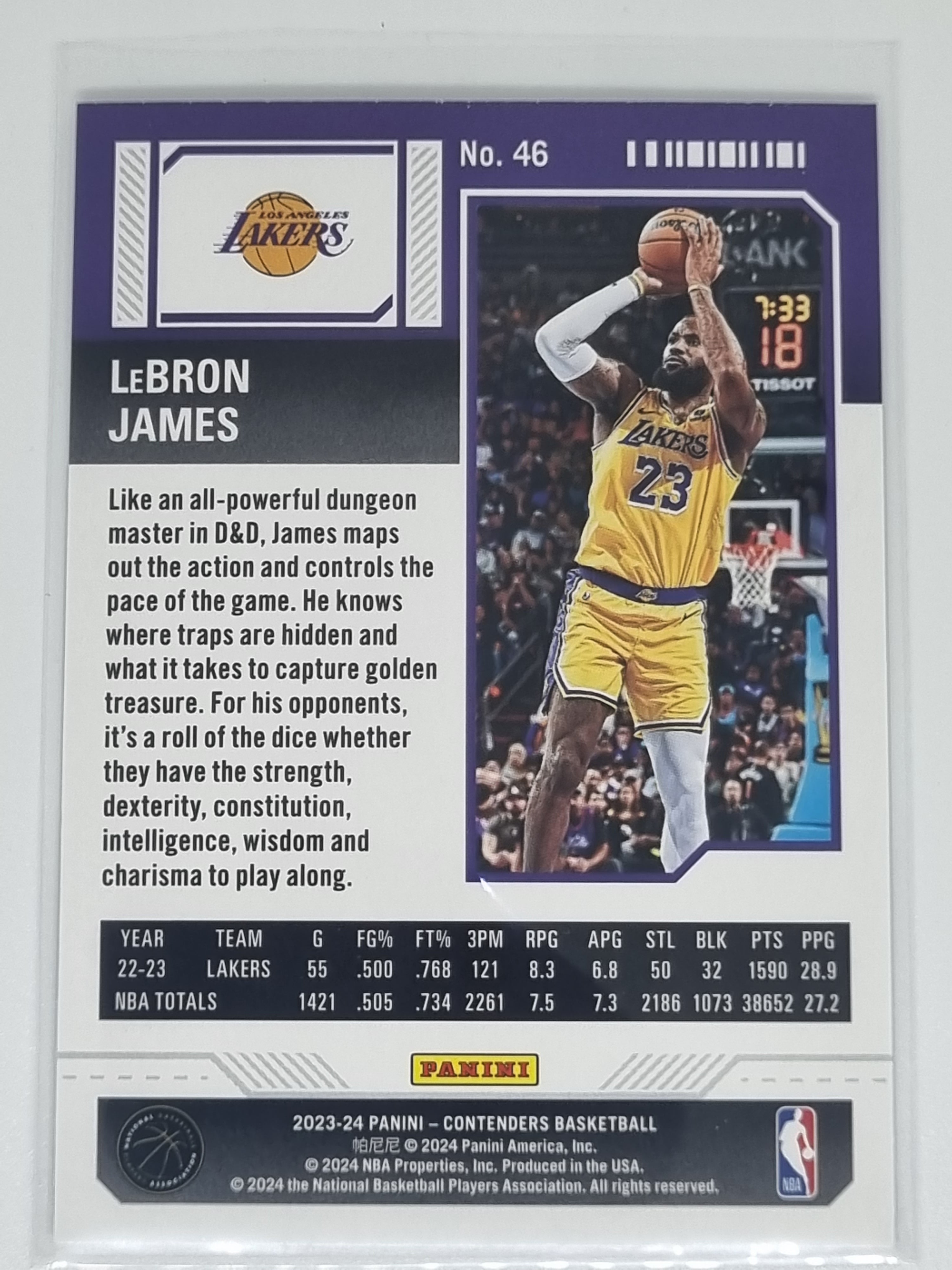 23-24 Panini Contenders Season Ticket Premium Edition #46 LeBron James Lakers