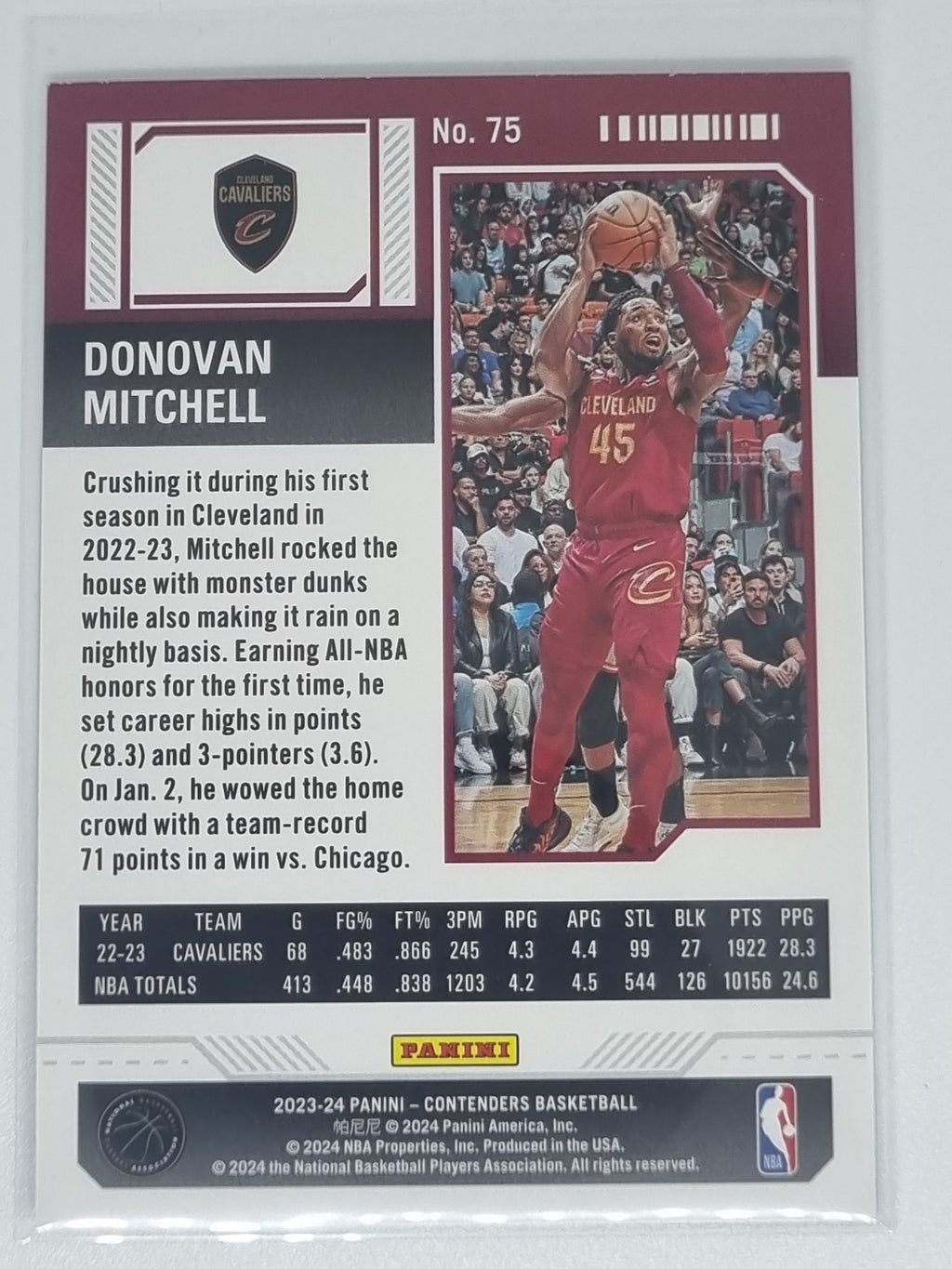 23-24 Panini Contenders Season Ticket Premium Edition #75 Donovan Mitchell Cavs