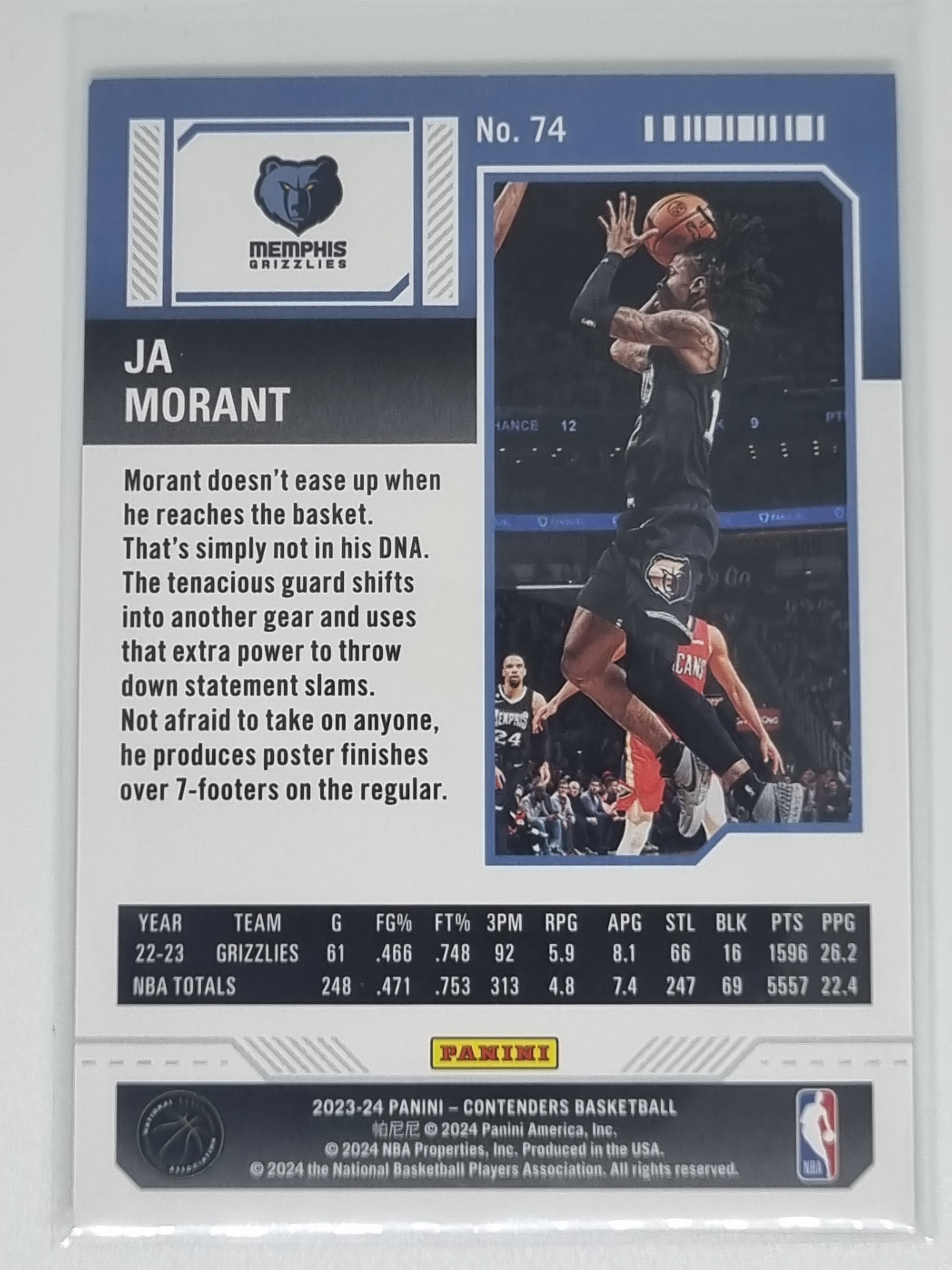 23-24 Panini Contenders Season Ticket Premium Edition #74 Ja Morant Grizzlies