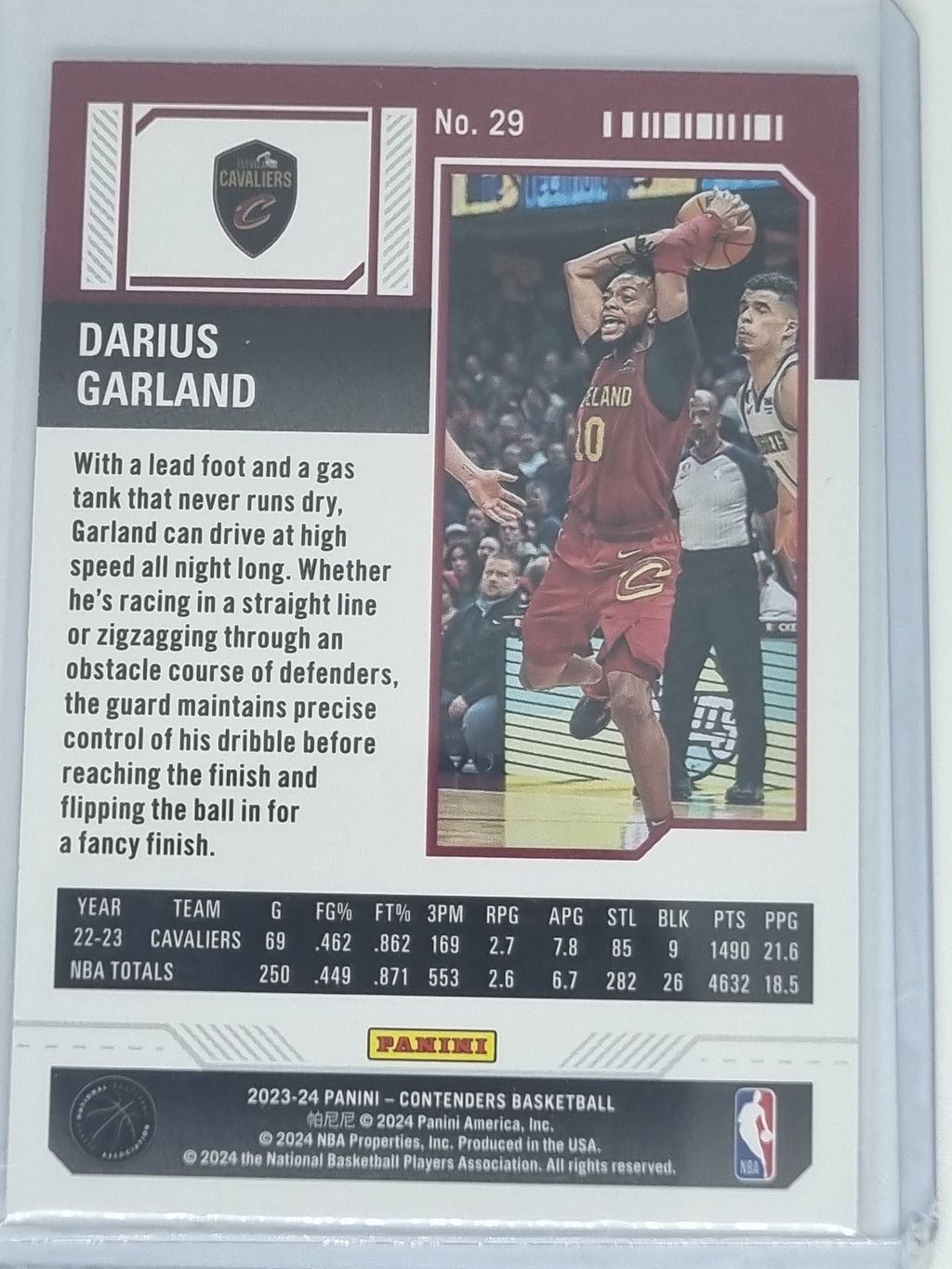23-24 Panini Contenders Season Ticket Cracked Ice #29 Darius Garland Cavs #17/25
