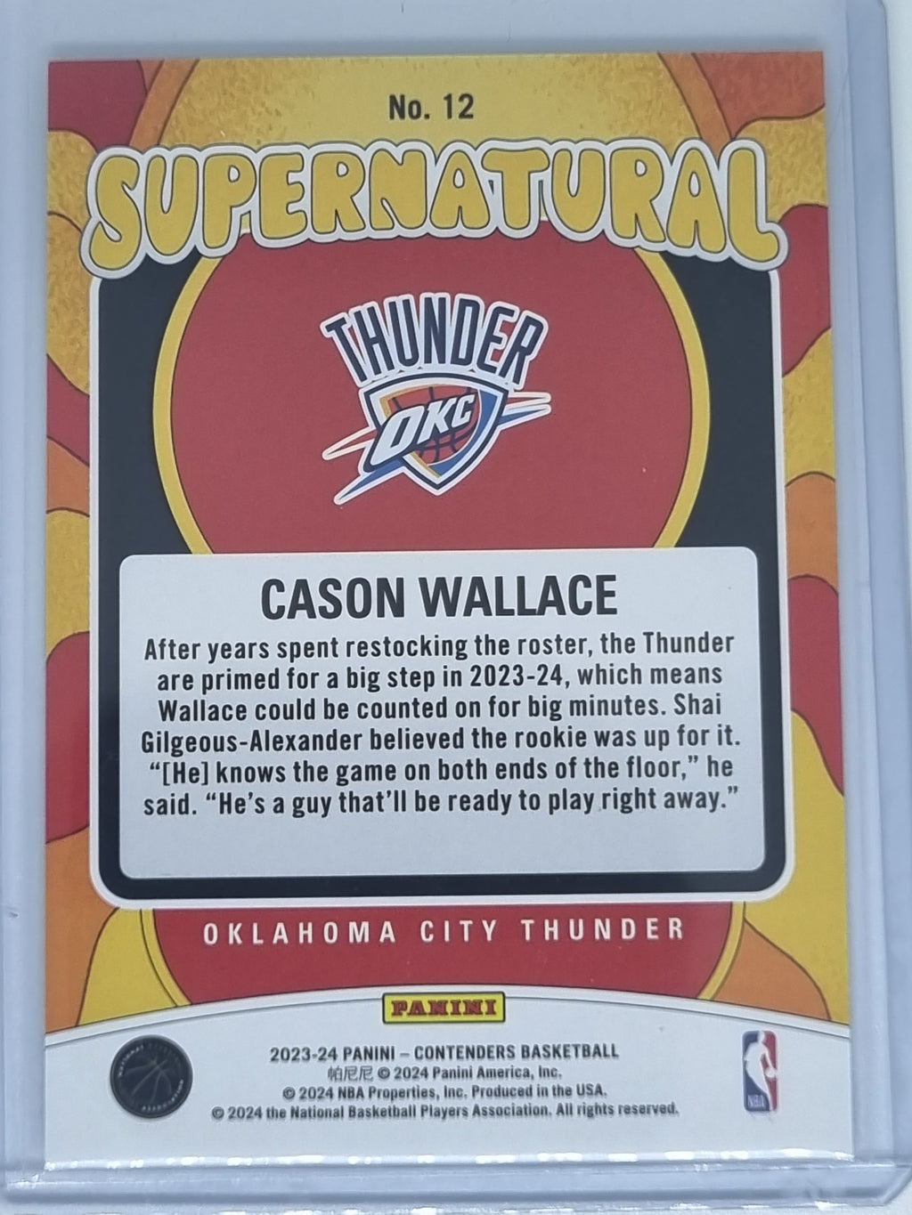 23-24 Panini Contenders - Supernatural - #12 - Cason Wallace - Thunder