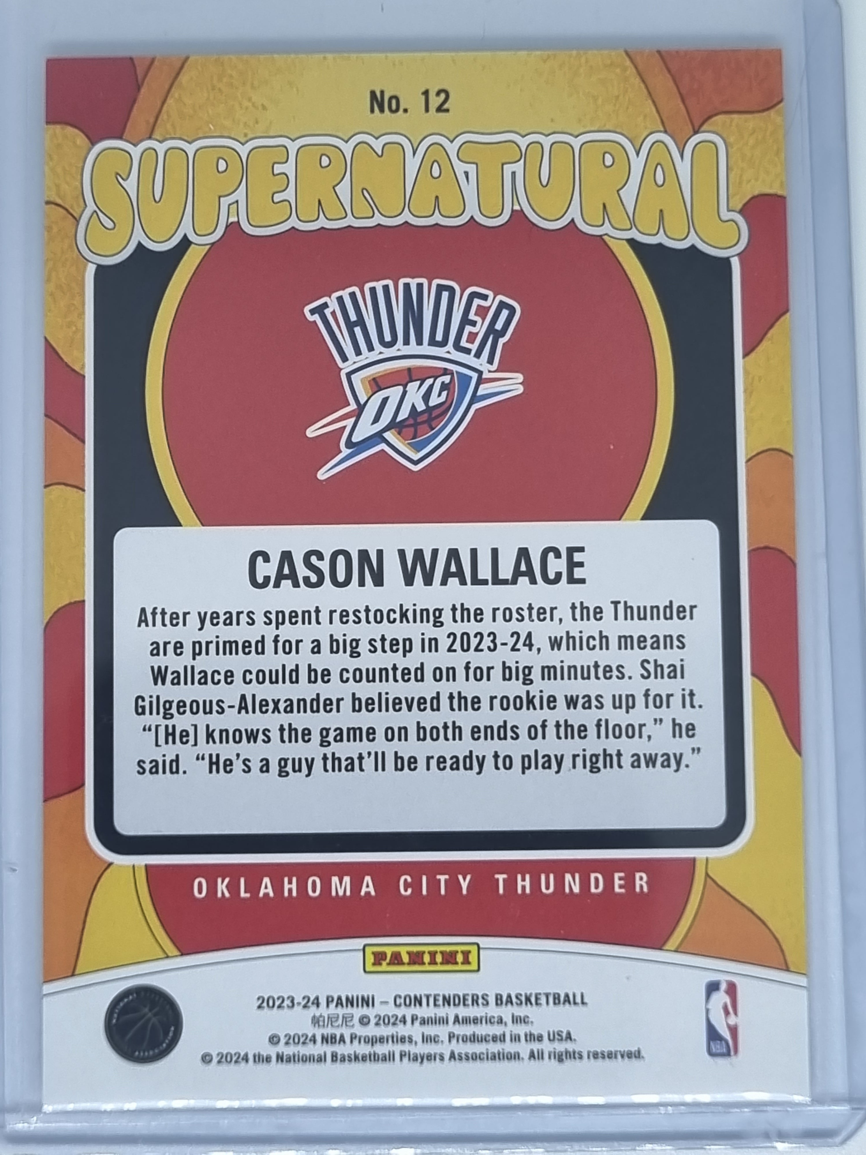 23-24 Panini Contenders - Supernatural - #12 - Cason Wallace - Thunder