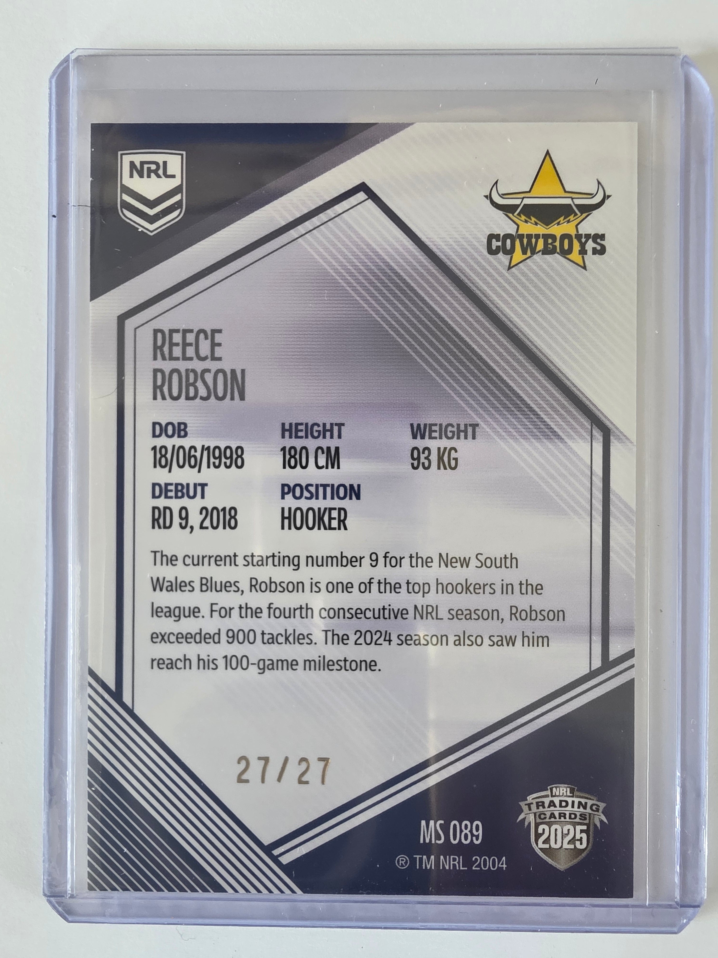 NRL 2025 Elite | Mojo Sapphire| #MS89 | Reece Robson | #27/27 | Cowboys