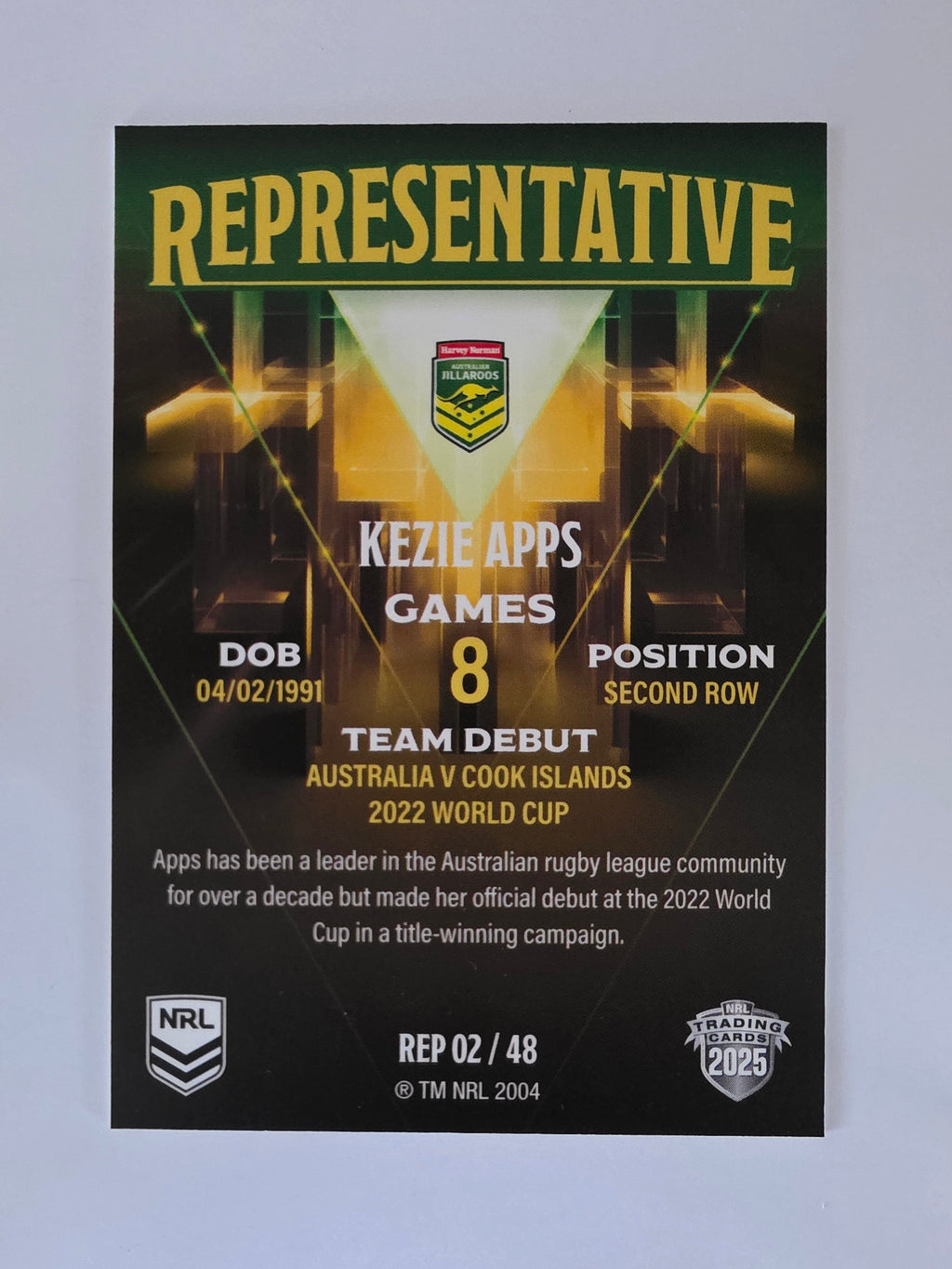 NRL 2025 Elite | The Representatives | #REP02 | Kezie Apps | Jillaroos