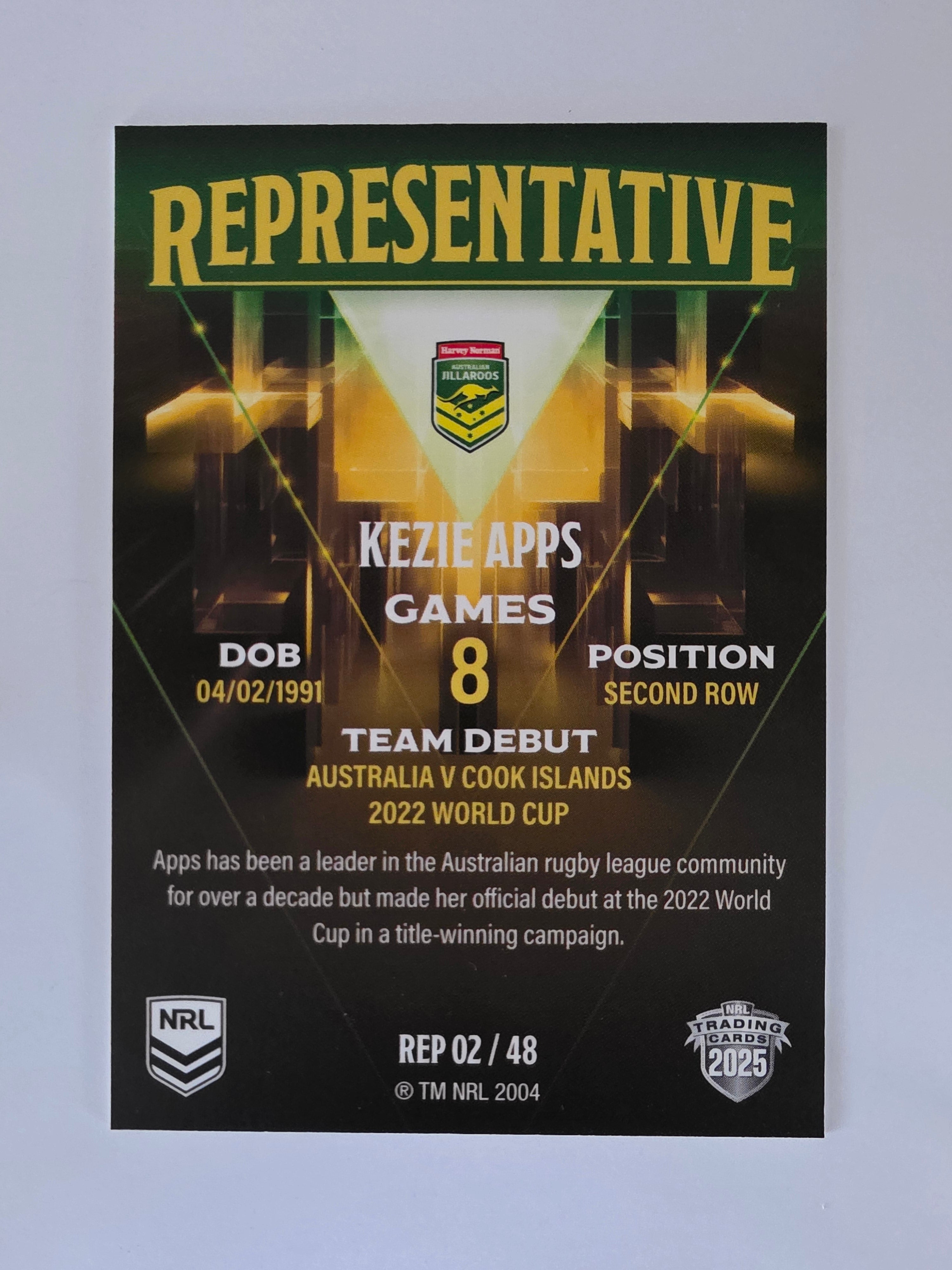 NRL 2025 Elite | The Representatives | #REP02 | Kezie Apps | Jillaroos