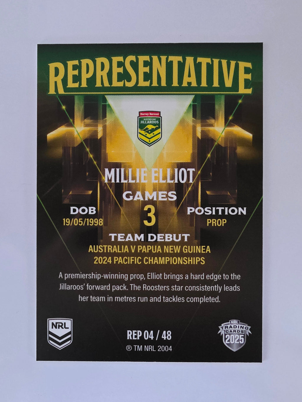 NRL 2025 Elite | The Representatives | #REP04 | Millie Elliot | Jillaroos