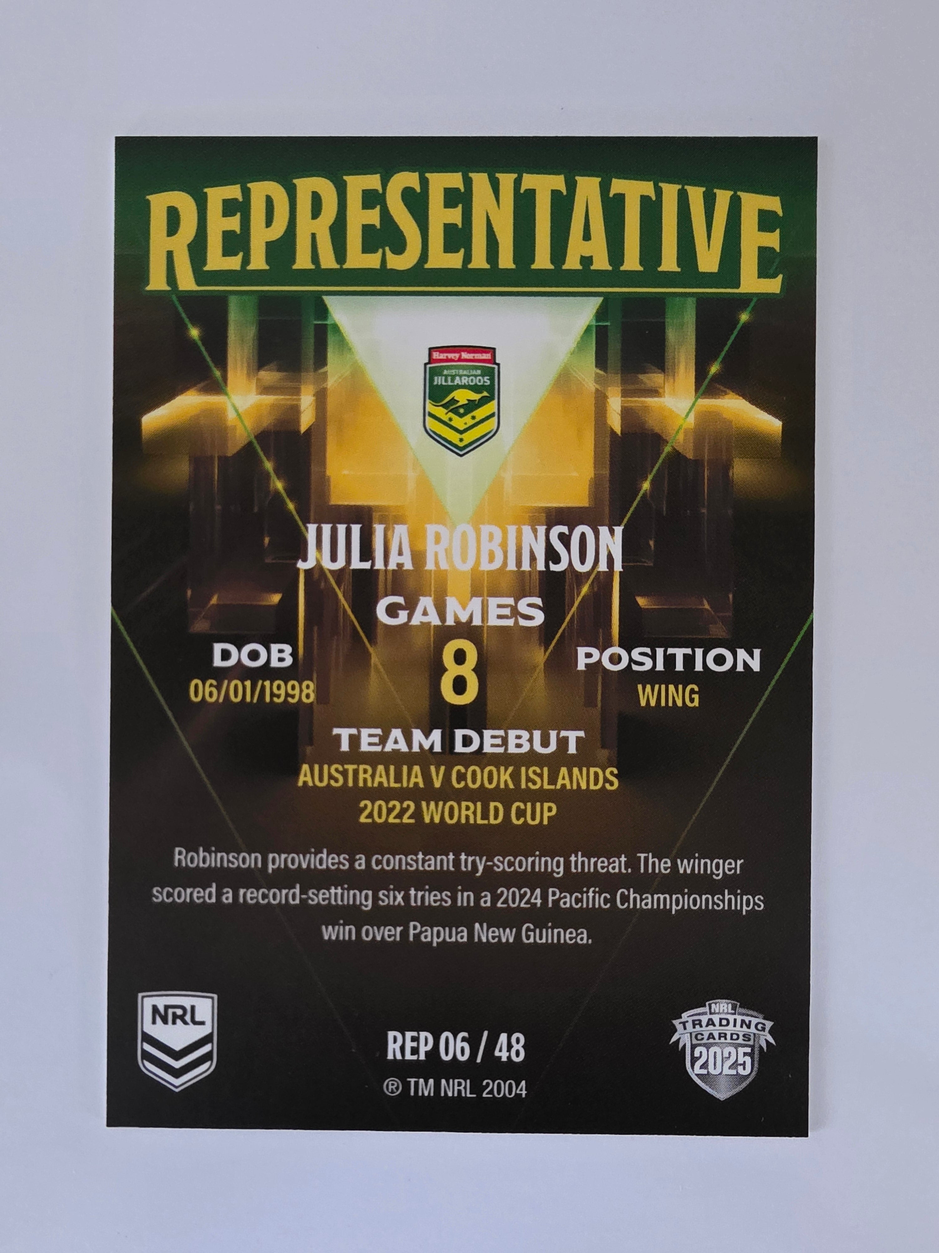 NRL 2025 Elite | The Representatives | #REP06 | Julia Robinson | Jillaroos