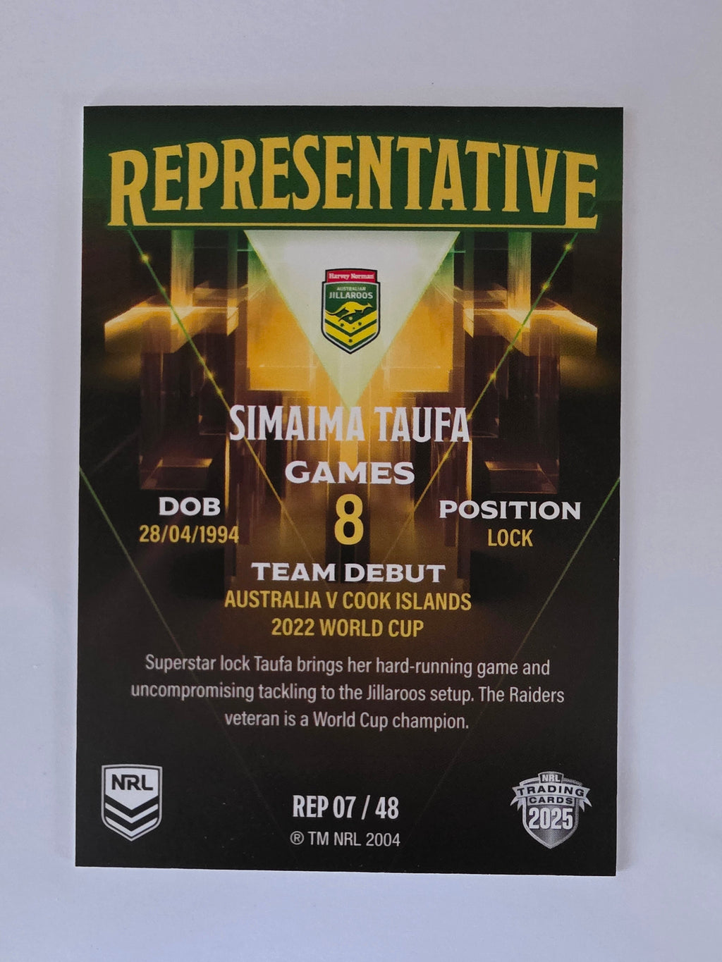 NRL 2025 Elite | The Representatives | #REP07 | Simaima Taufa | Jillaroos