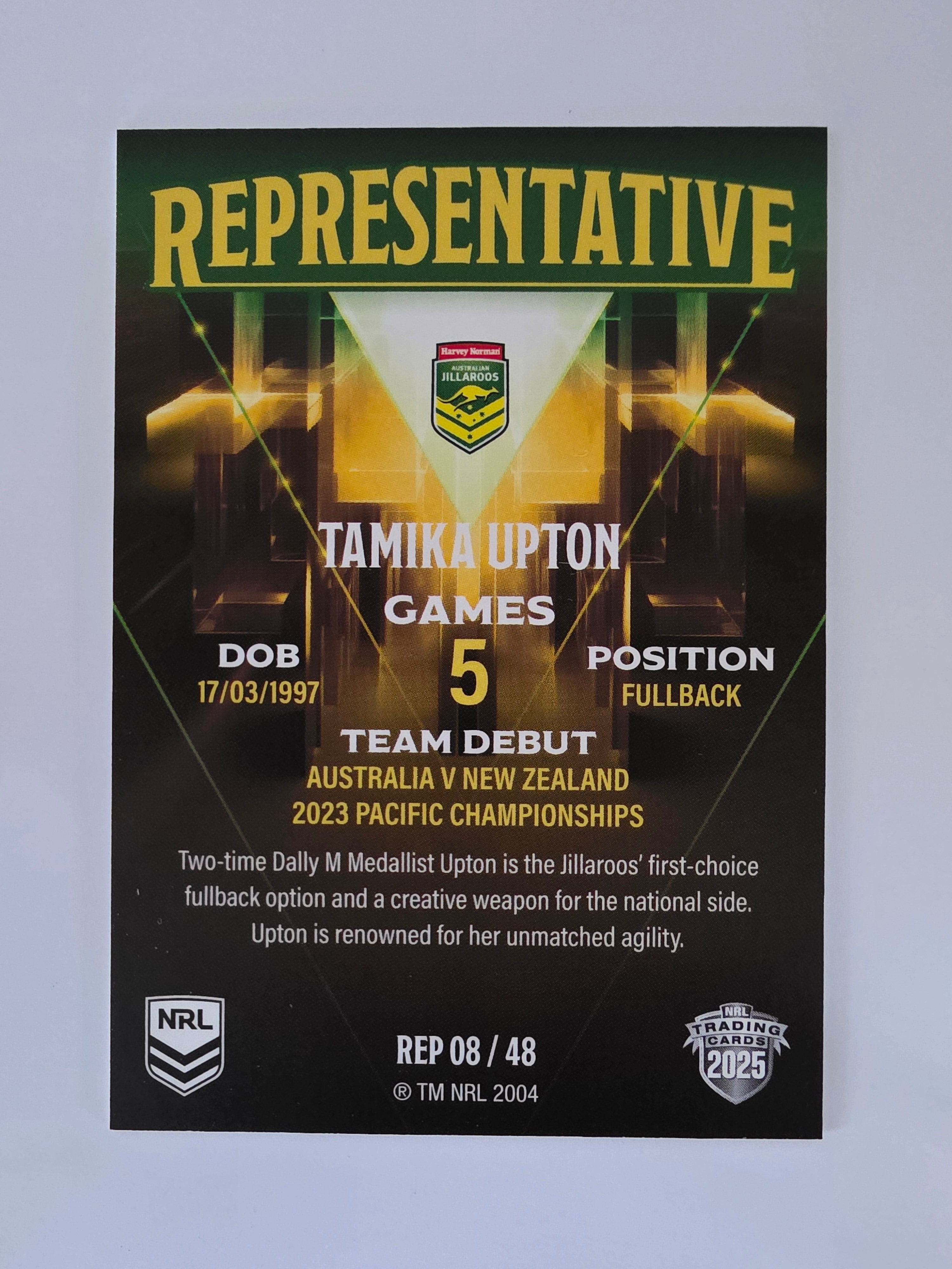 NRL 2025 Elite | The Representatives | #REP08 | Tamika Upton | Jillaroos