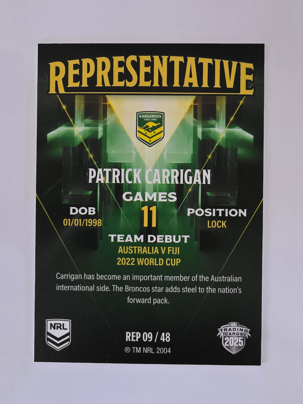 NRL 2025 Elite | The Representatives | #REP09 | Patrick Carrigan | Kangaroos
