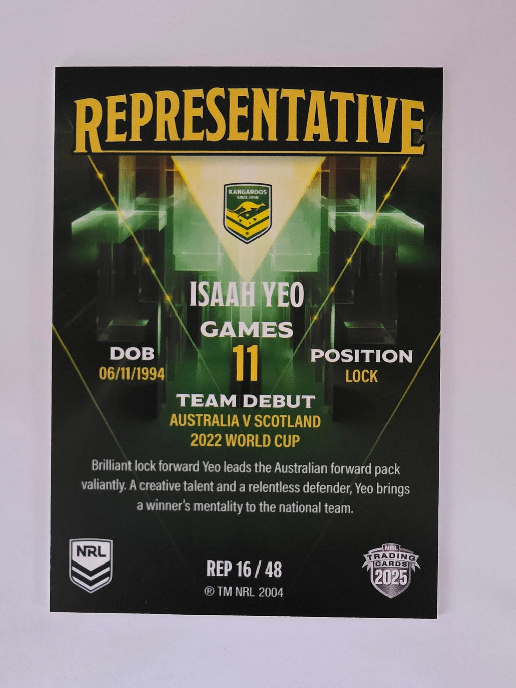 NRL 2025 Elite | The Representatives | #REP16 | Isaah Yeo | Kangaroos