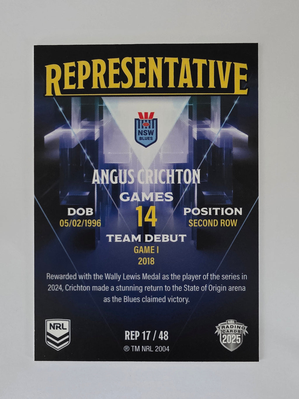 NRL 2025 Elite | The Representatives | #REP17 | Angus Crichton | NSW Blues