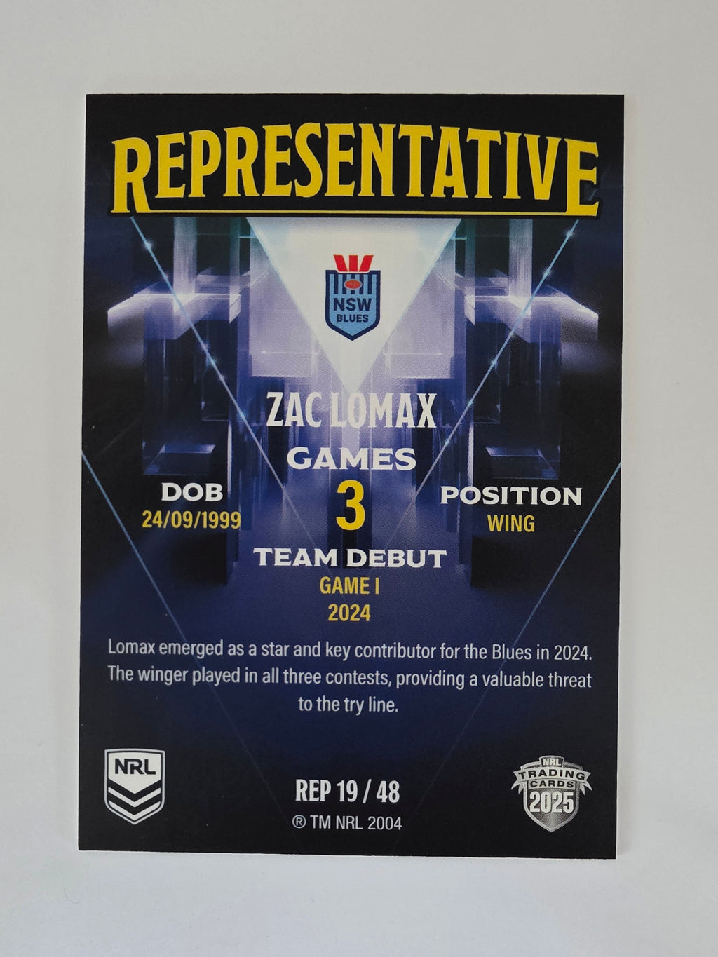 NRL 2025 Elite | The Representatives | #REP19 | Zac Lomax | NSW Blues