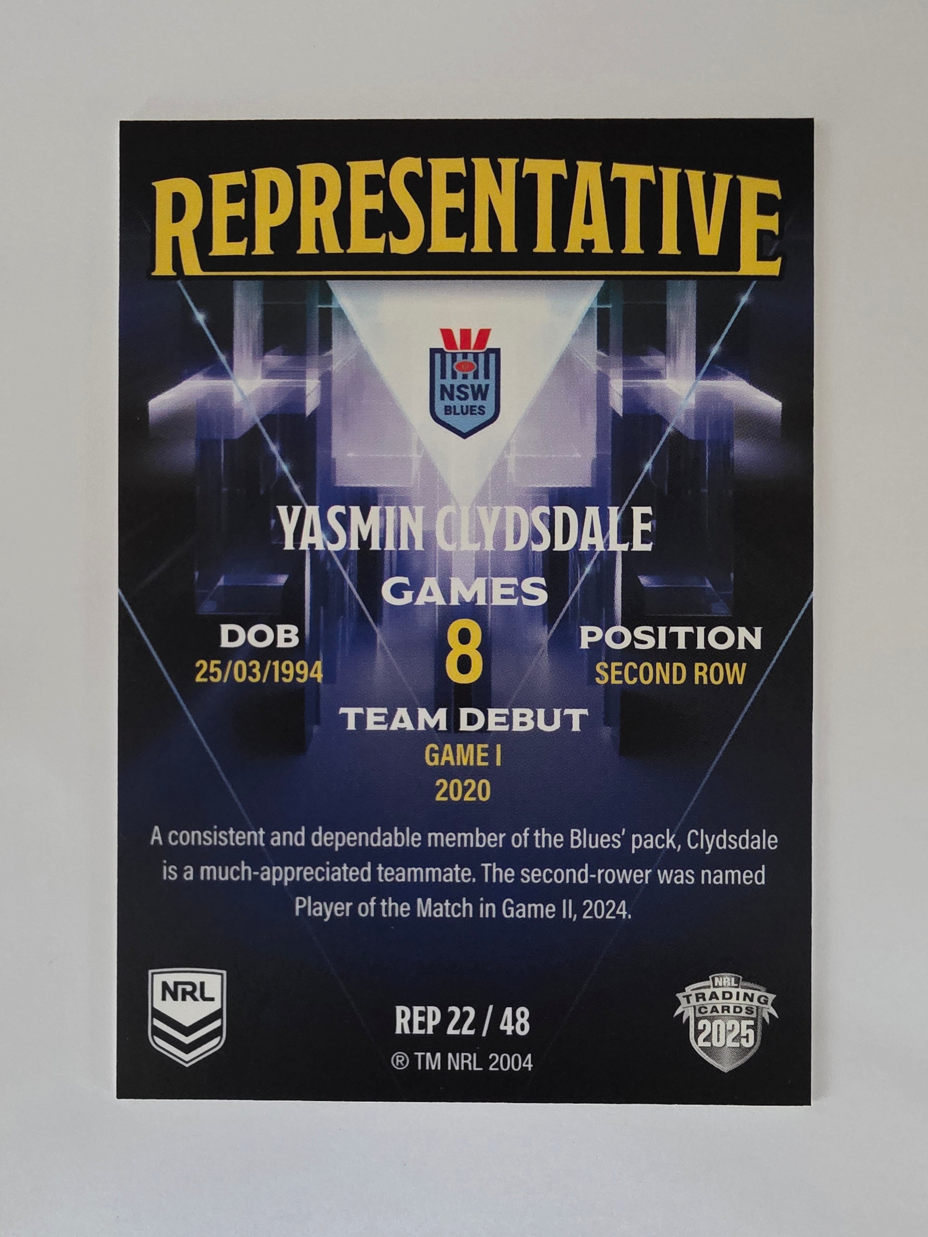 NRL 2025 Elite | The Representatives | #REP22 | Yasmin Clydsdale | NSW Sky Blues