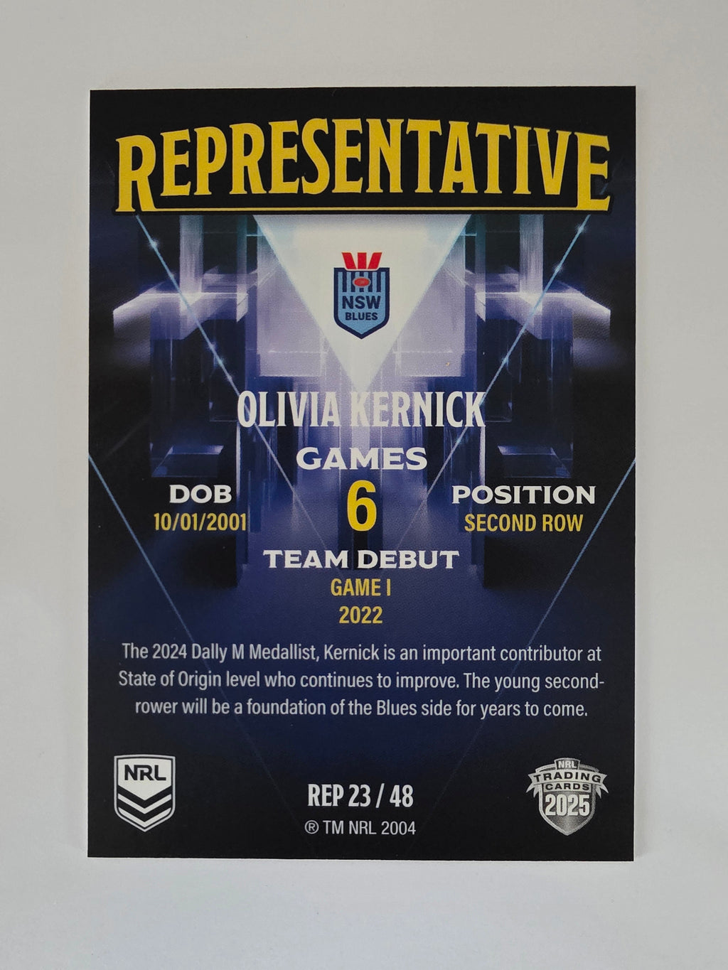 NRL 2025 Elite | The Representatives | #REP23 | Olivia Kernick | NSW Sky Blues
