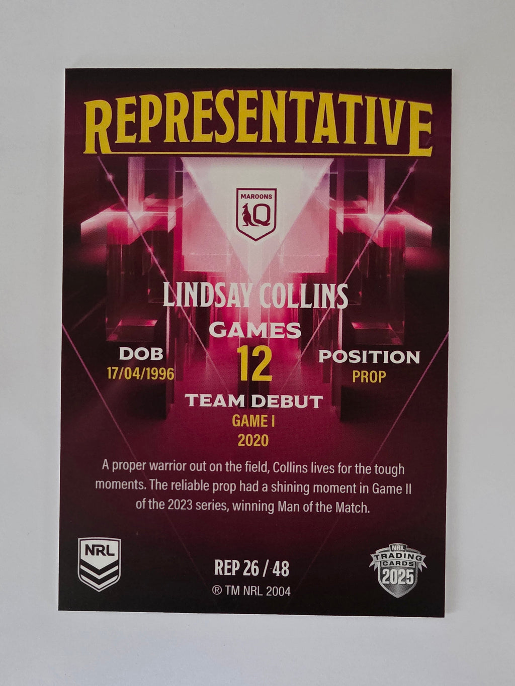NRL 2025 Elite | The Representatives | #REP26 | Lindsay Collins | QLD Maroons