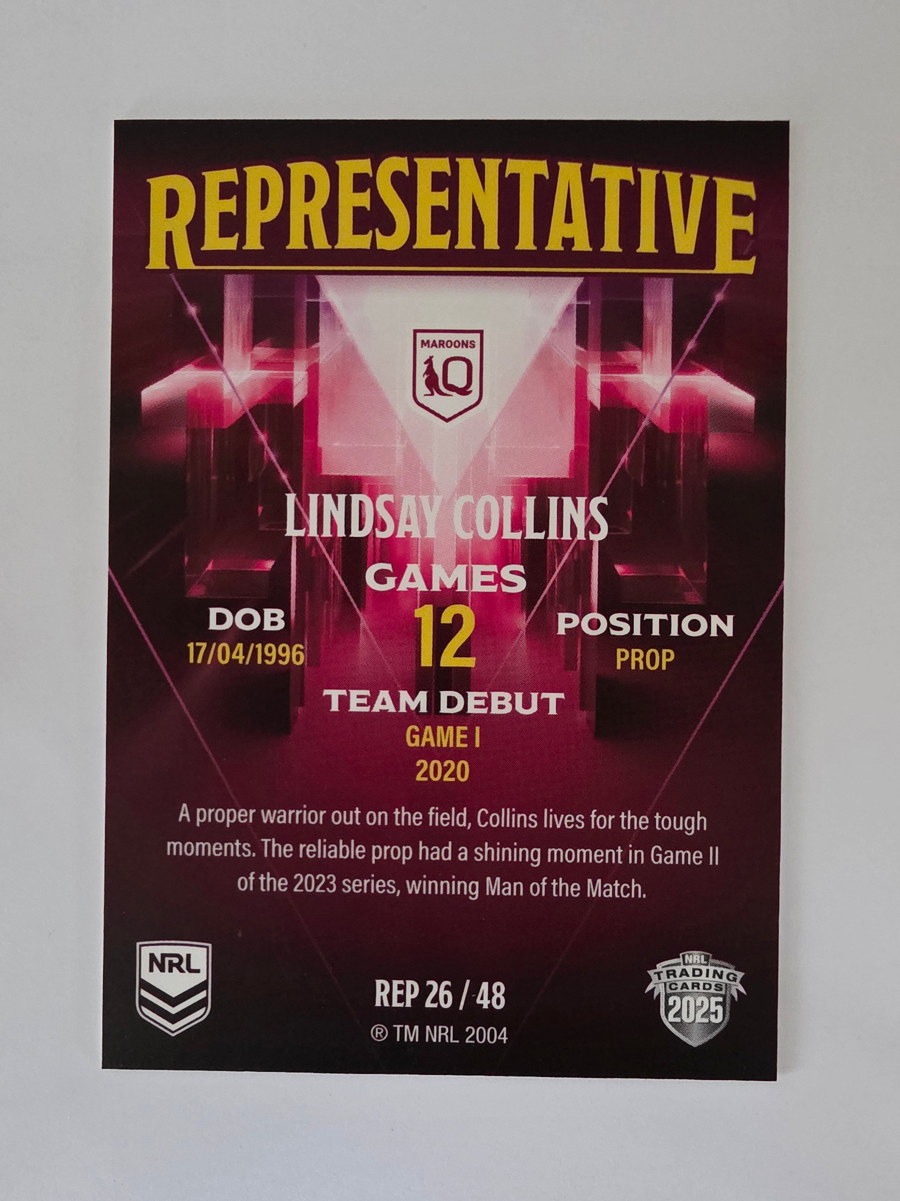 NRL 2025 Elite | The Representatives | #REP26 | Lindsay Collins | QLD Maroons