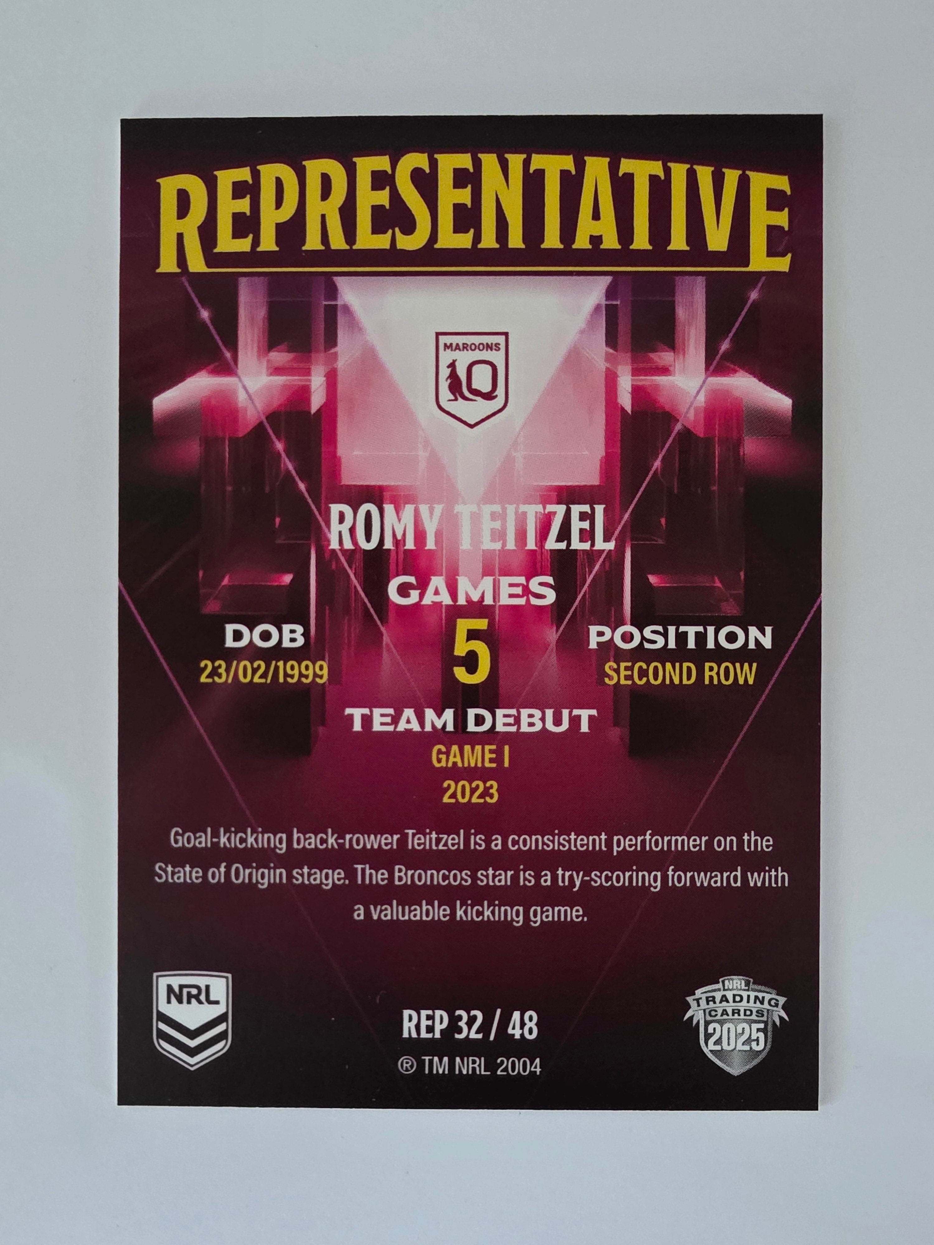 NRL 2025 Elite | The Representatives | #REP32 | Romy Teitzel | QLD Maroons