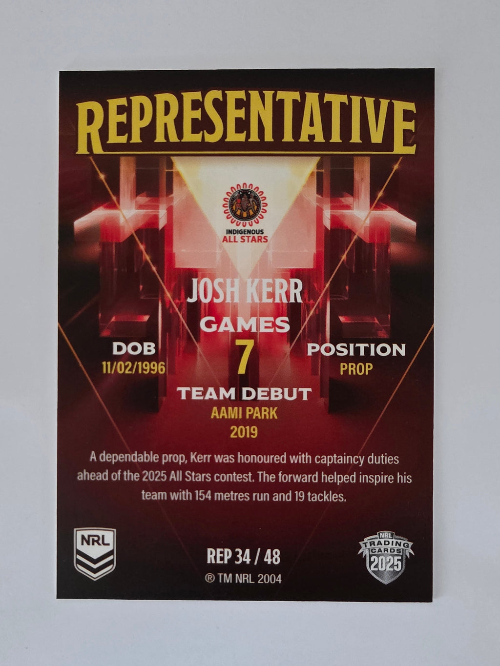 NRL 2025 Elite | The Representatives | #REP34 | Josh Kerr | Indigenous All Stars