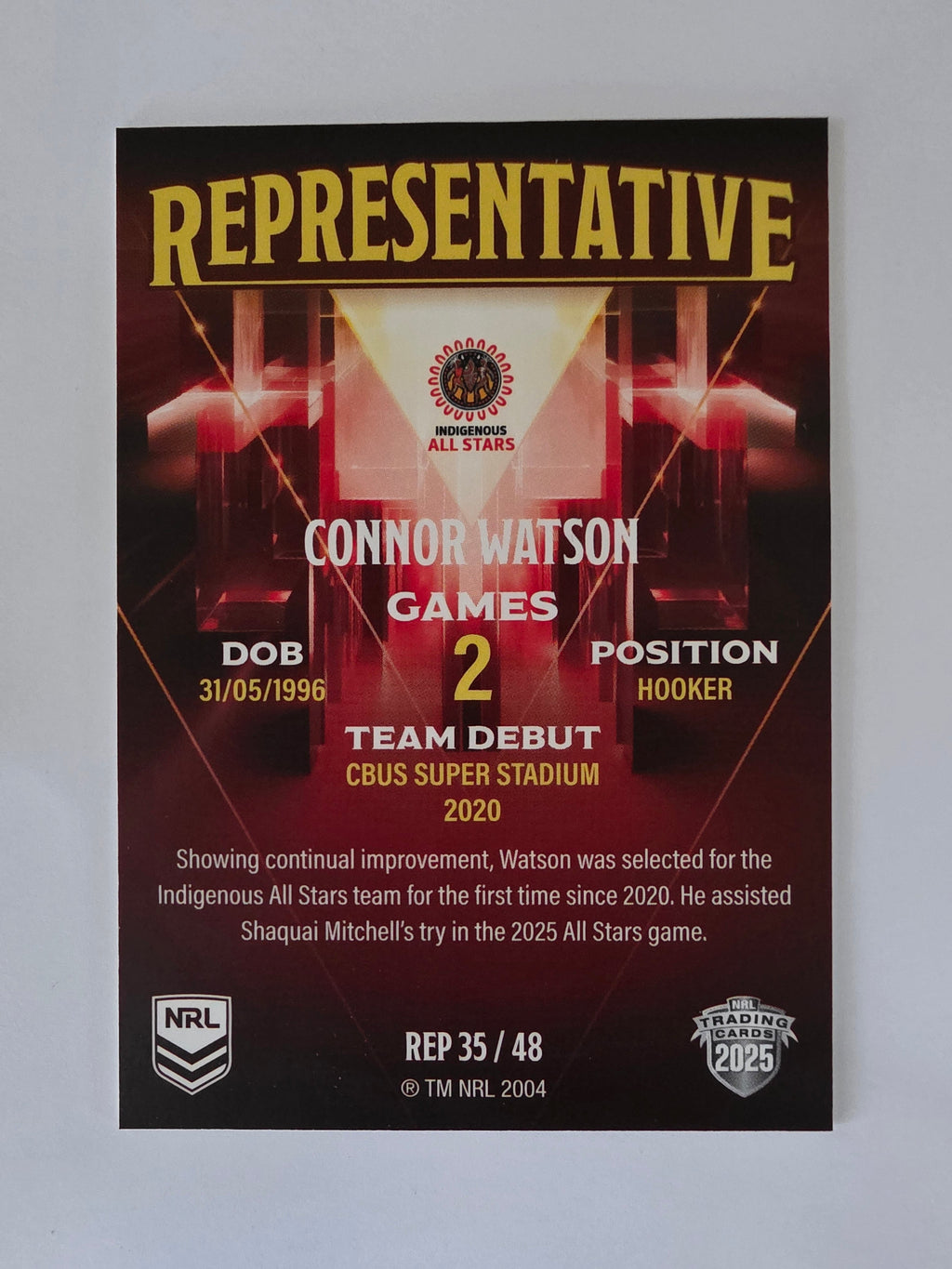 NRL 2025 Elite | The Representatives #REP35 Connor Watson | Indigenous All Stars