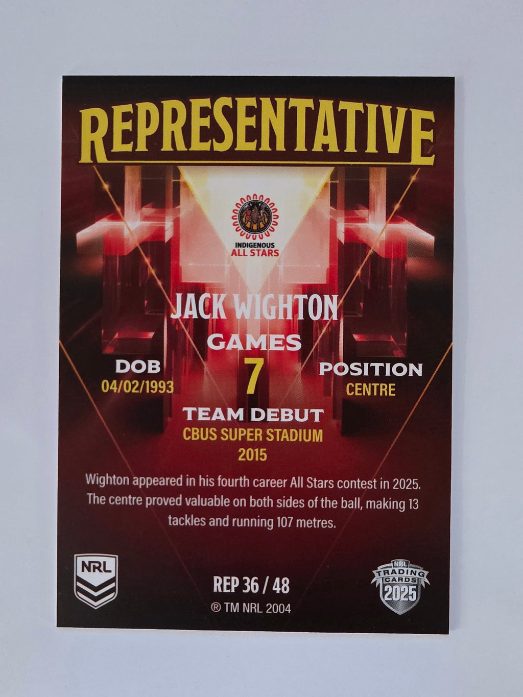 NRL 2025 Elite | The Representatives #REP36 Jack Wighton | Indigenous All Stars