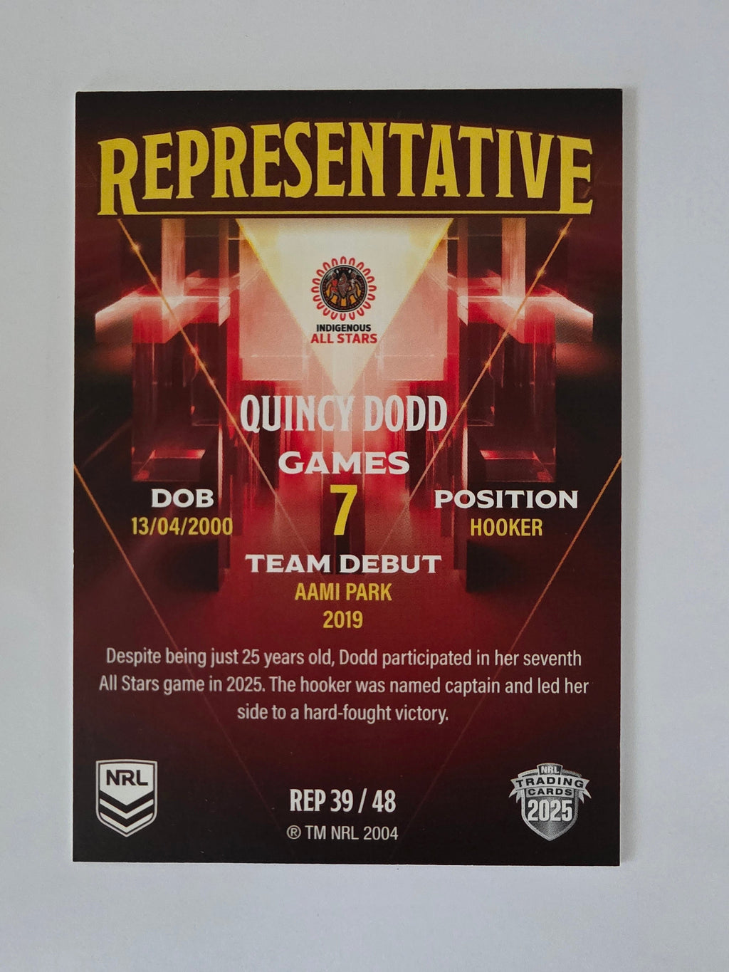 NRL 2025 Elite | The Representatives #REP39 | Quincy Dodd | Indigenous All Stars