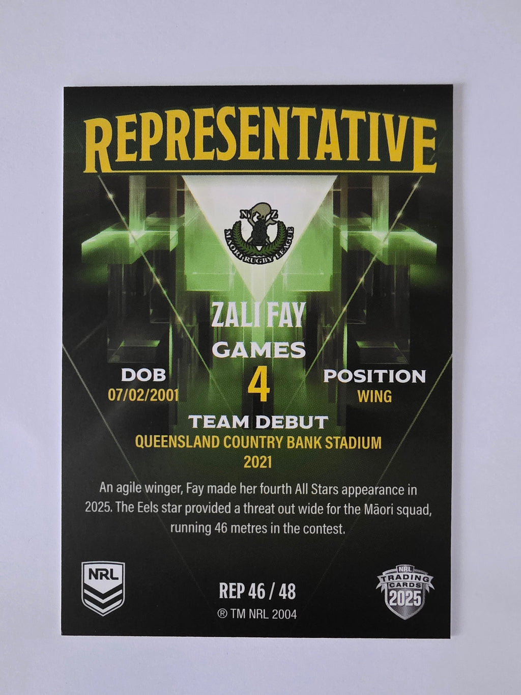 NRL 2025 Elite | The Representatives | #REP46 | Zali Fay | Maori All Stars