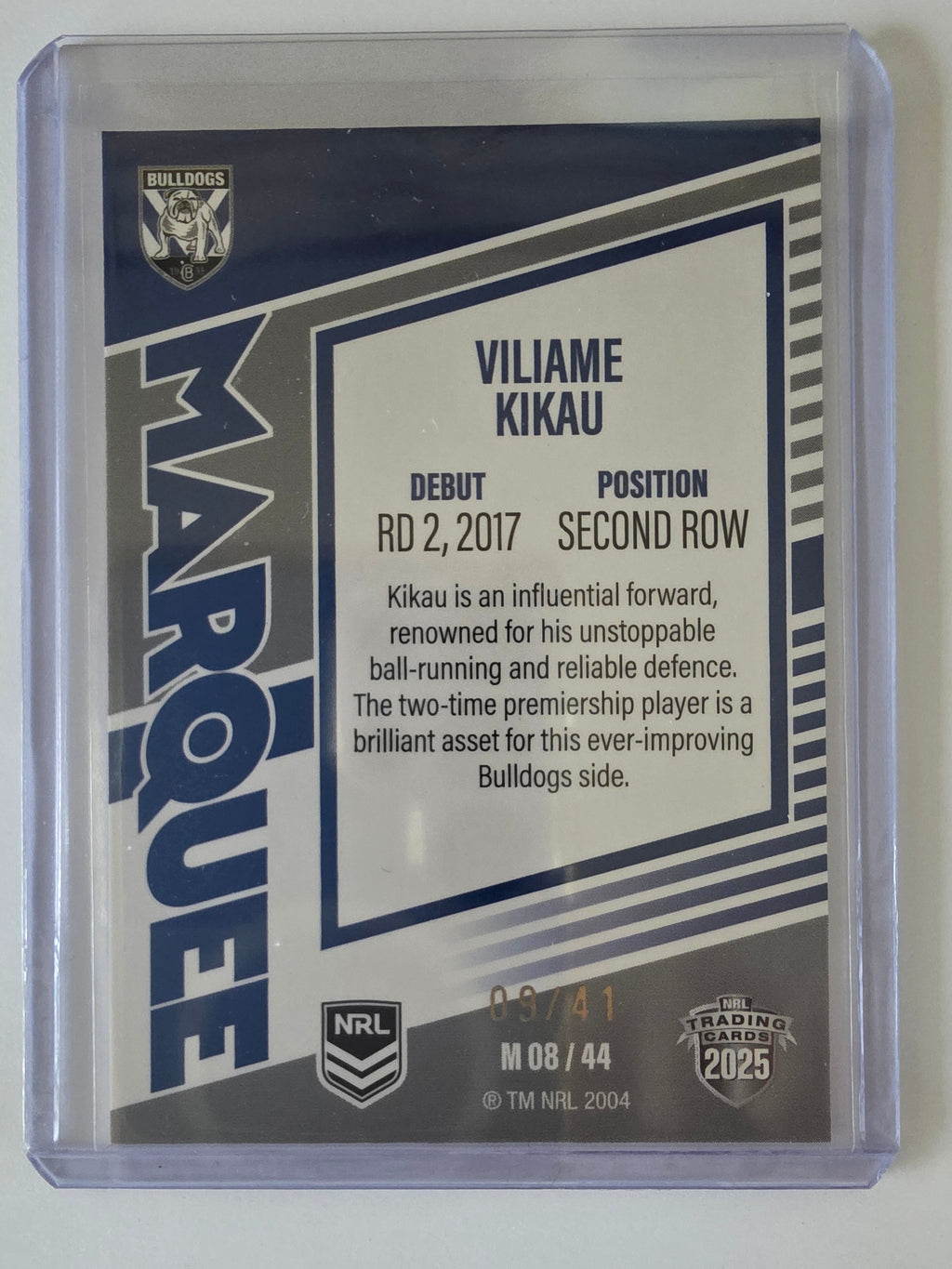 NRL 2025 Elite | Marquee Priority | #MG08 | Viliame Kikau | #09/41 | Bulldogs