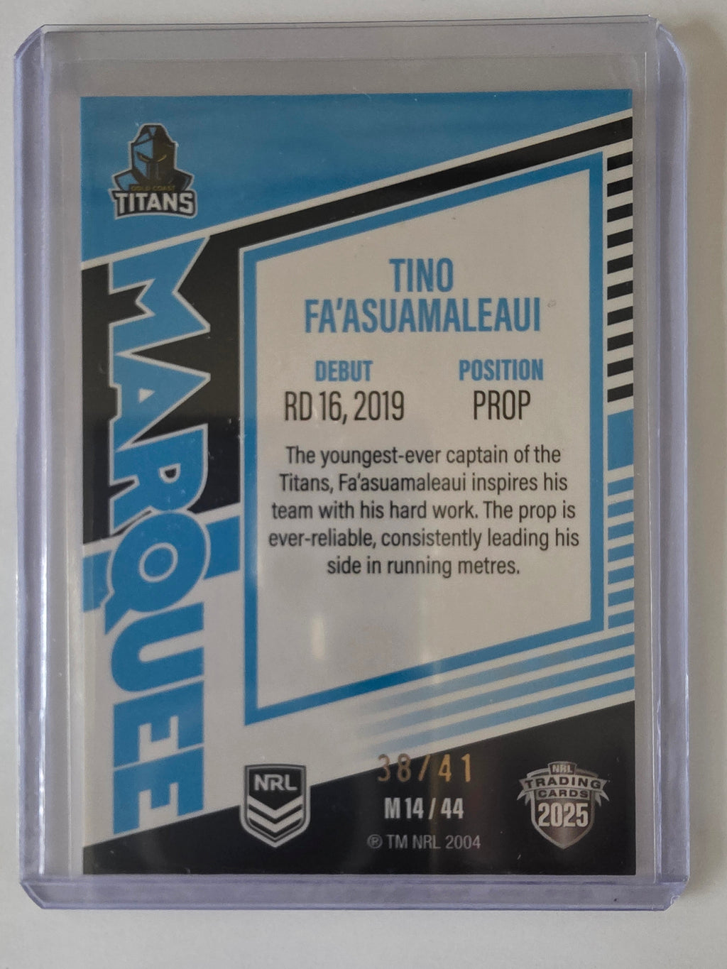 NRL 2025 Elite | Marquee Priority | #MG14 | Tino Fa'asuamaleaui | #38/41 |Titans