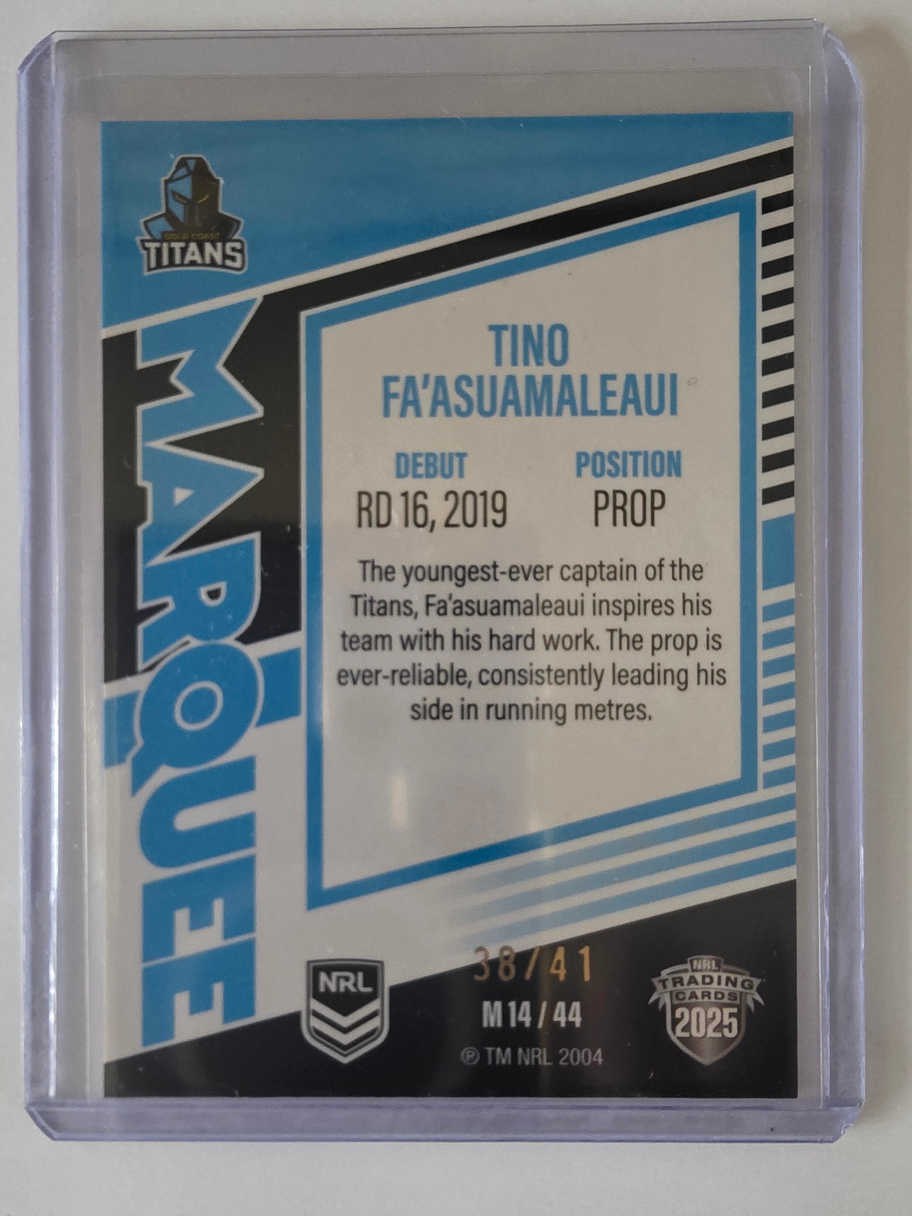 NRL 2025 Elite | Marquee Priority | #MG14 | Tino Fa'asuamaleaui | #38/41 |Titans
